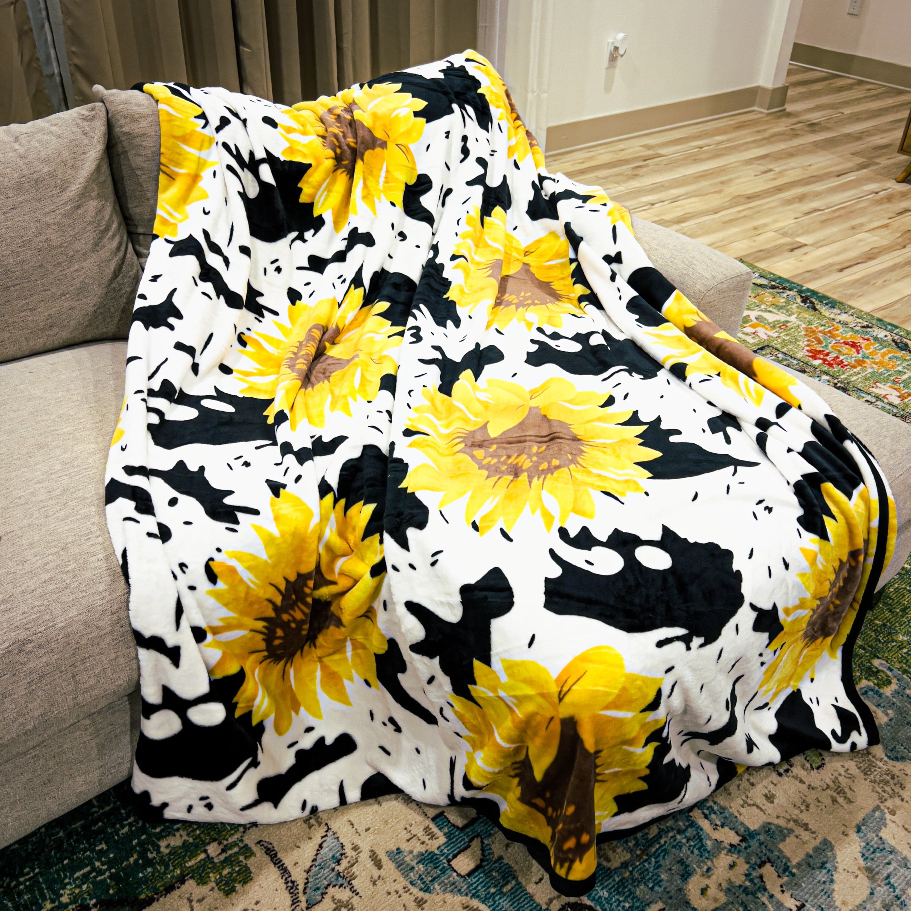 Sunflower Cow Throw 78”X90” Envy Stylz Boutique