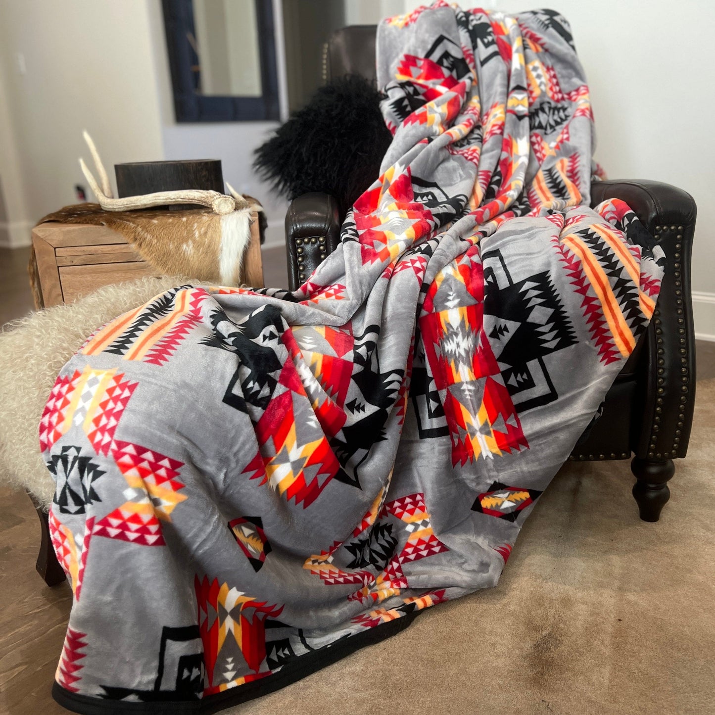 Envy Stylz Boutique Grey Aztec King Size Blanket