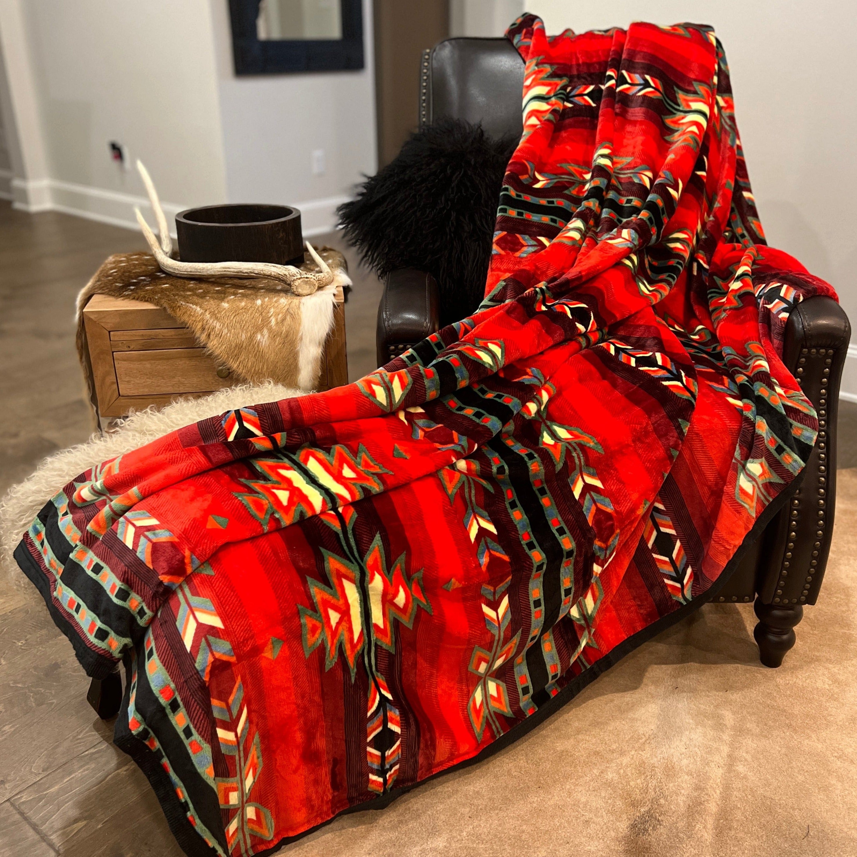 Red Printed Oversized Blanket 82x90 – Envy Stylz Boutique