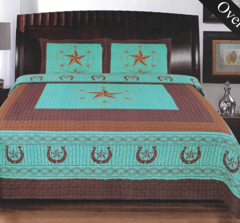 Envy Stylz Boutique Texas Star Turquoise 3 Piece Quilt Set