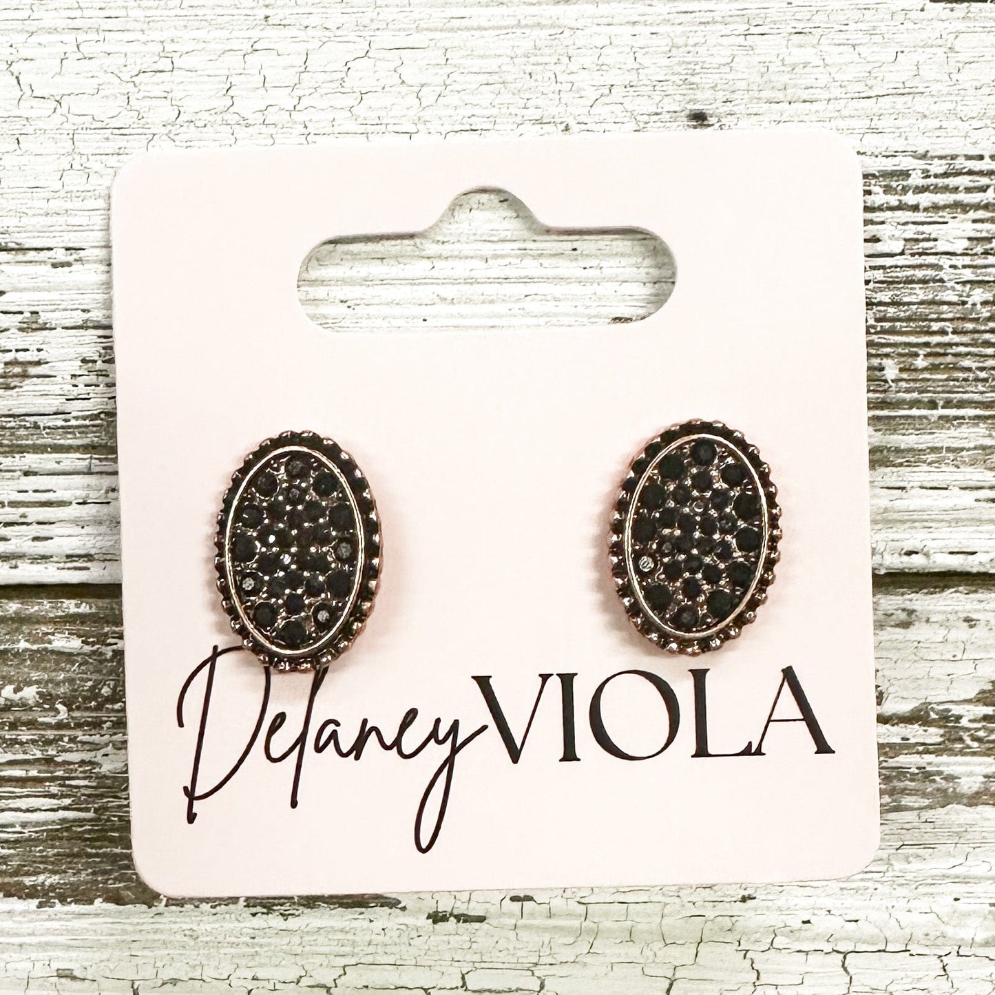 Envy Stylz Boutique Women - Accessories - Earrings Blackstone Rose Gold Oval Stud Earrings