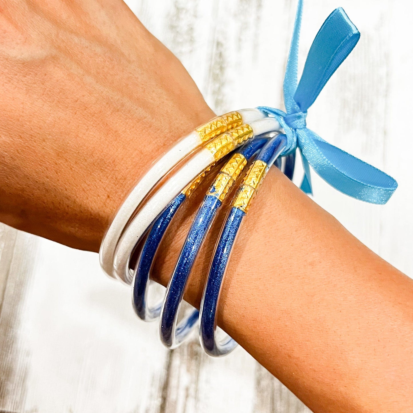 Envy Stylz Boutique Women - Accessories - Earrings Blue Glitter Bangles