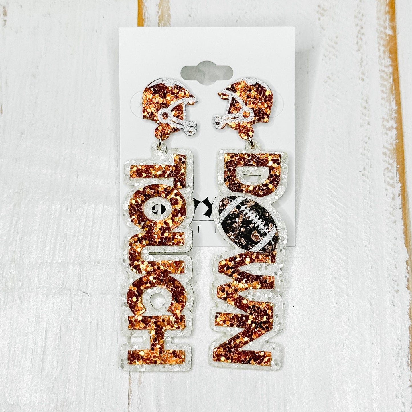 Envy Stylz Boutique Women - Accessories - Earrings Glitter Touchdown Orange Earrings