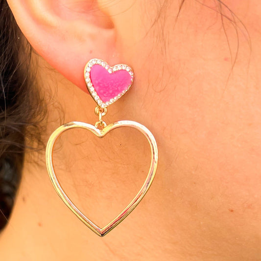 Envy Stylz Boutique Women - Accessories - Earrings Gold Pink Stud Heart Earrings
