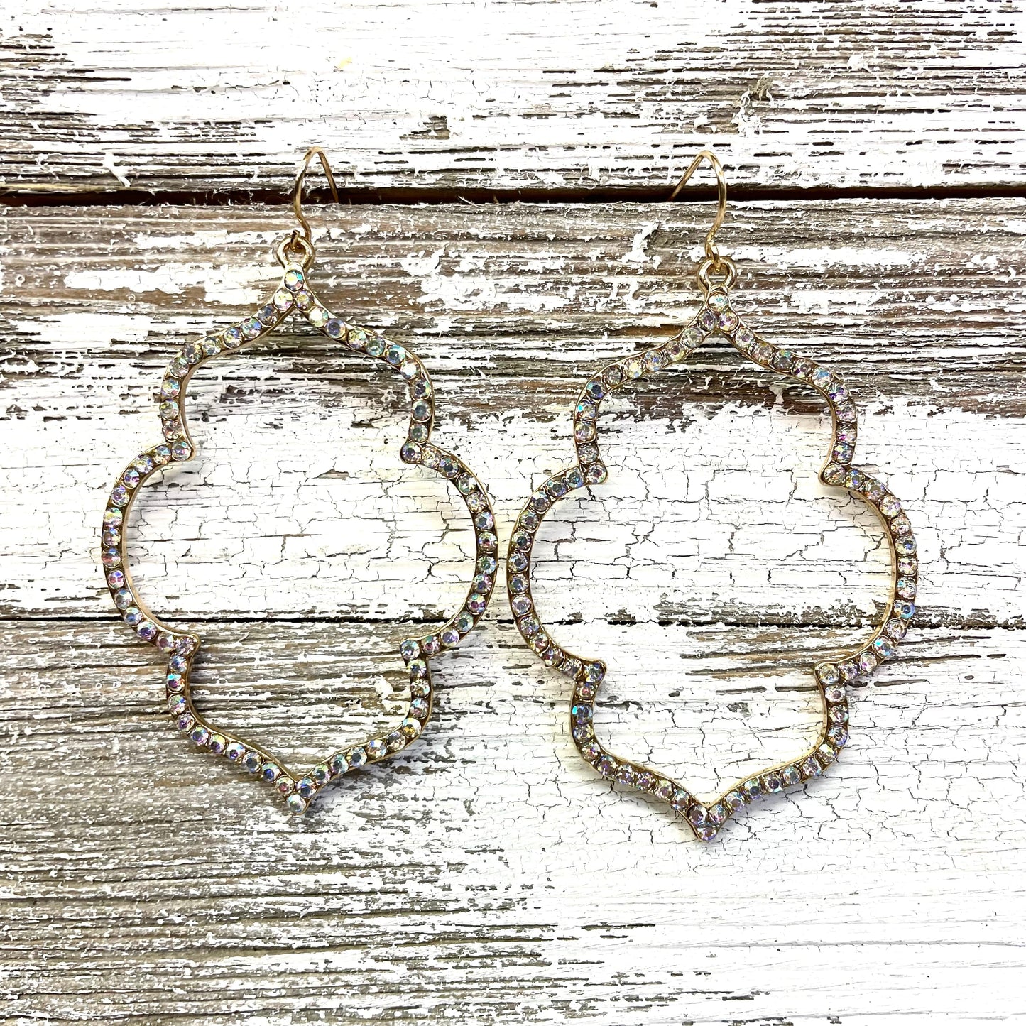 Envy Stylz Boutique Women - Accessories - Earrings Large Gold Rhinestone Dangle Earrings