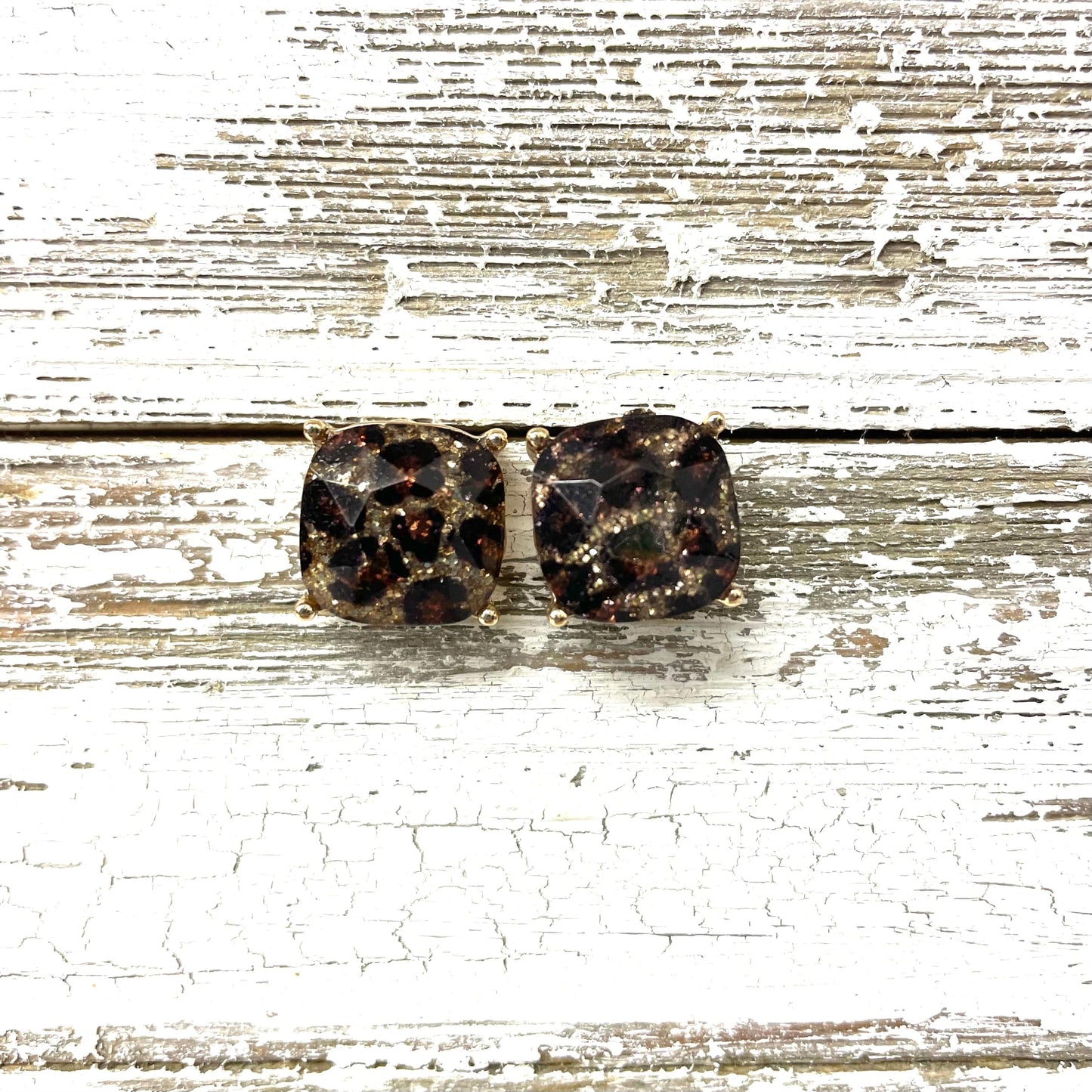 Envy Stylz Boutique Women - Accessories - Earrings Large Leopard Sparkle Stud Earrings