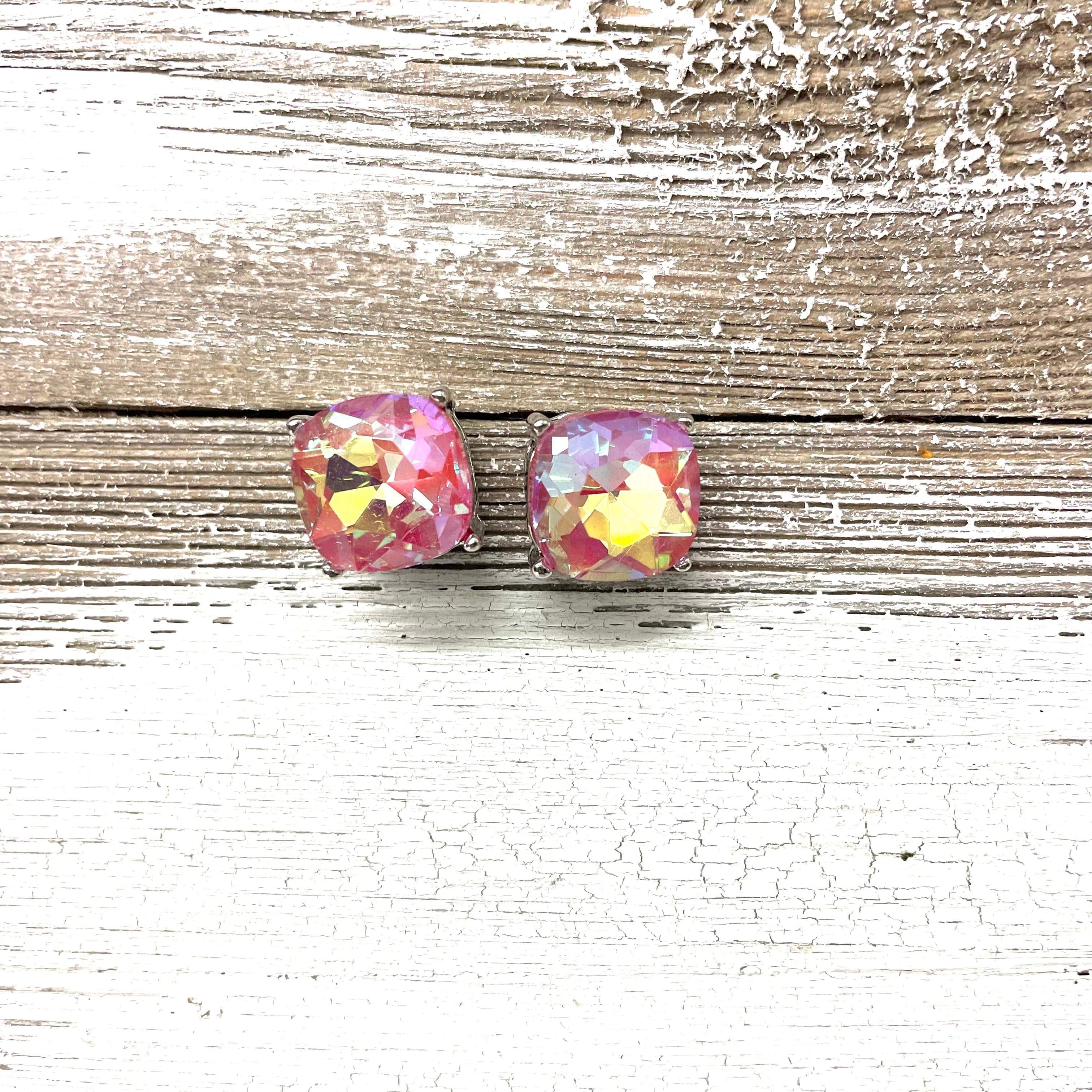 Large pink stud deals earrings