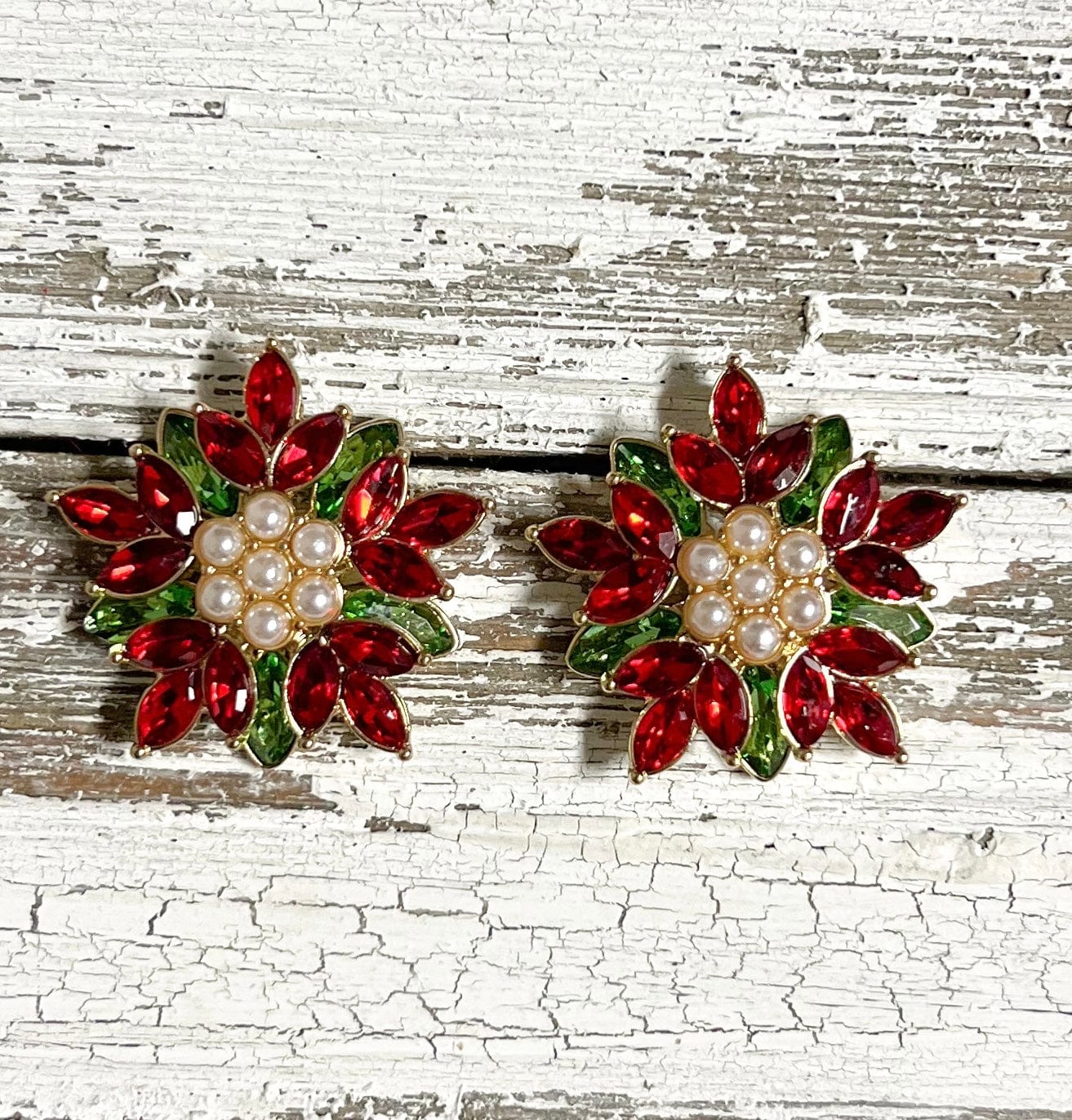 Envy Stylz Boutique Women - Accessories - Earrings Pearl Poinsettia Earrings