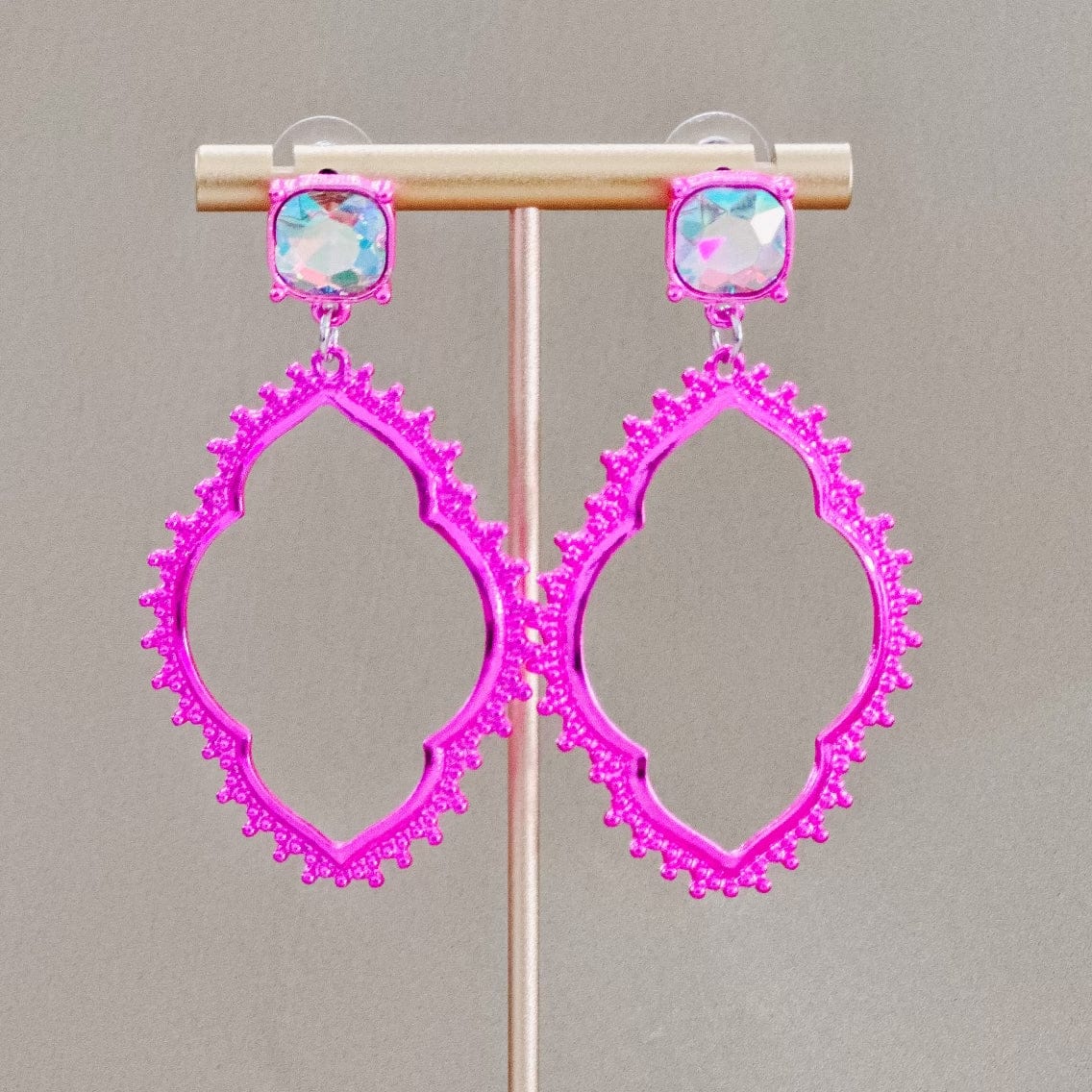 Envy Stylz Boutique Women - Accessories - Earrings Pink Arabesque Rhinestone Stud Earrings