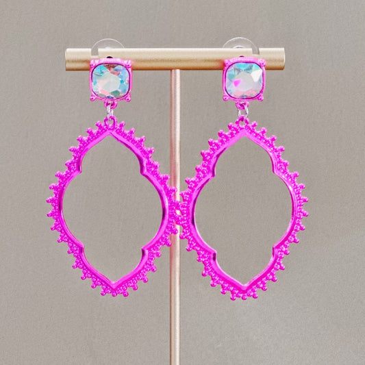 Envy Stylz Boutique Women - Accessories - Earrings Pink Arabesque Rhinestone Stud Earrings