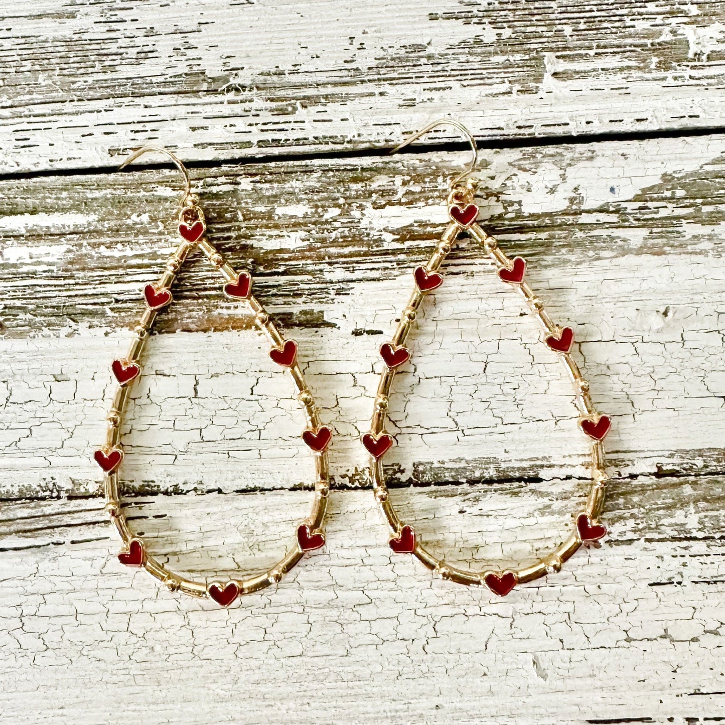 Envy Stylz Boutique Women - Accessories - Earrings Red Heart Gold Dangle Earrings