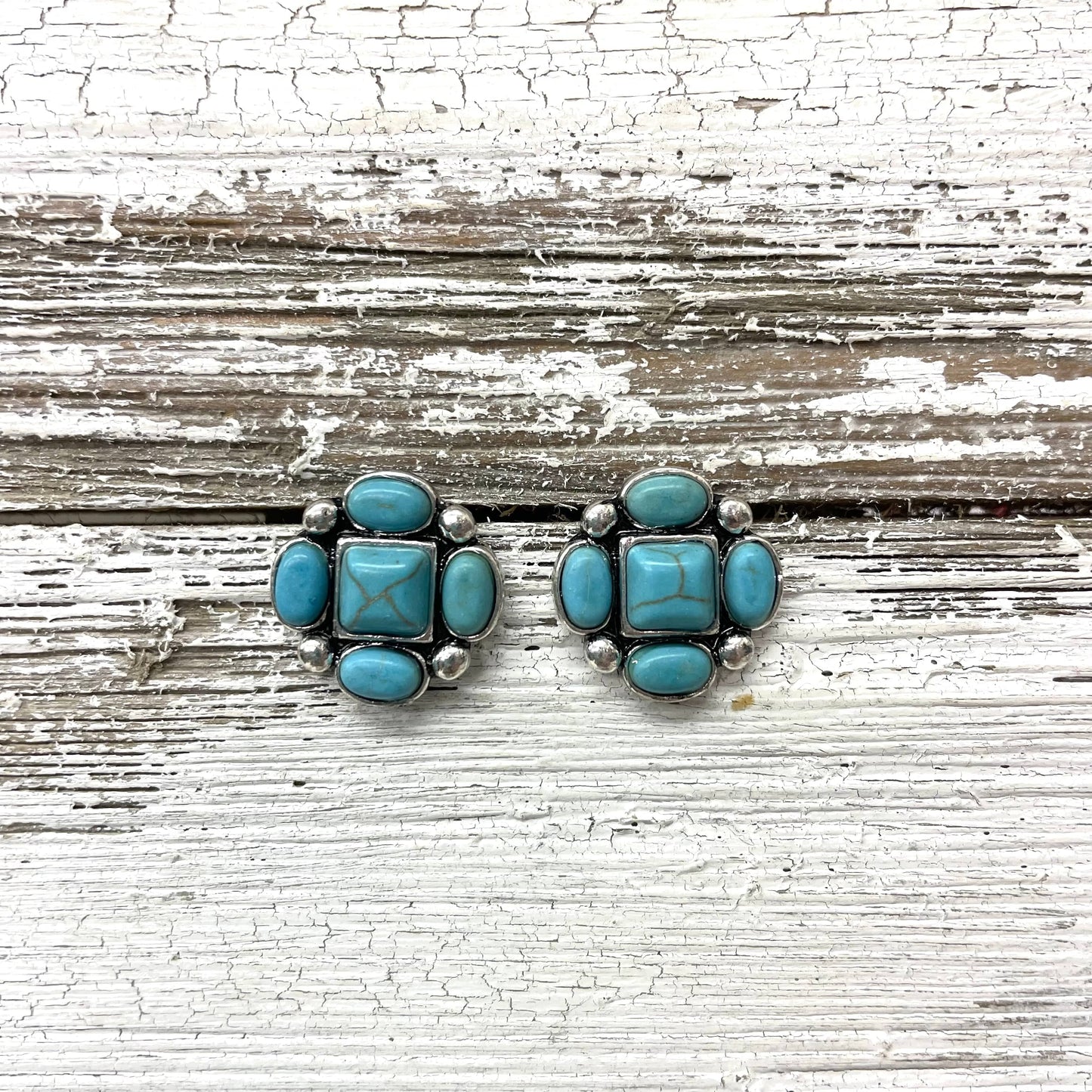 Envy Stylz Boutique Women - Accessories - Earrings Turquoise square Flower Stud Earrings