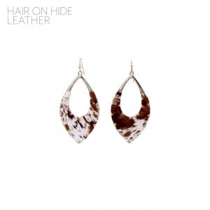 Envy Stylz Boutique Women - Accessories - Earrings White & Brown Genuine Leather Cowhide Earrings