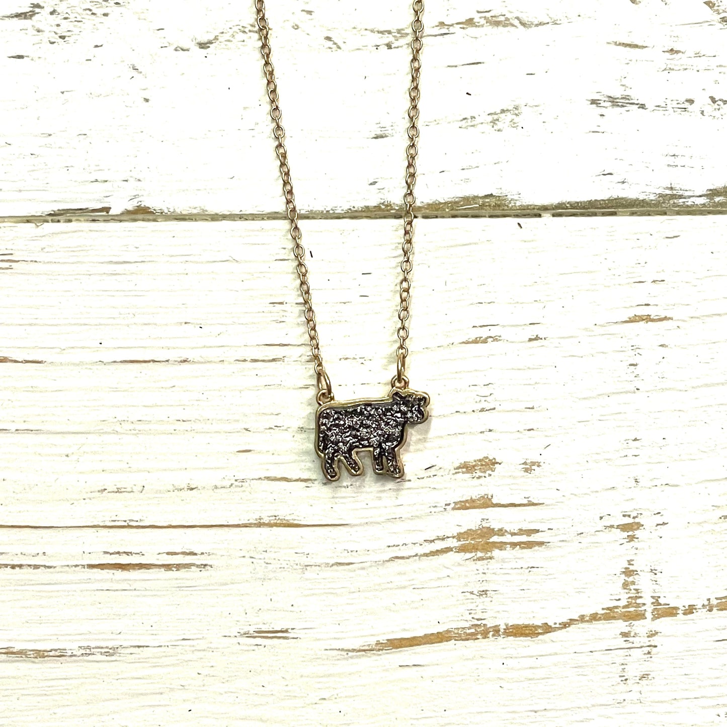 Envy Stylz Boutique Women - Accessories - Necklace Charcoal Cow Druzy Necklace