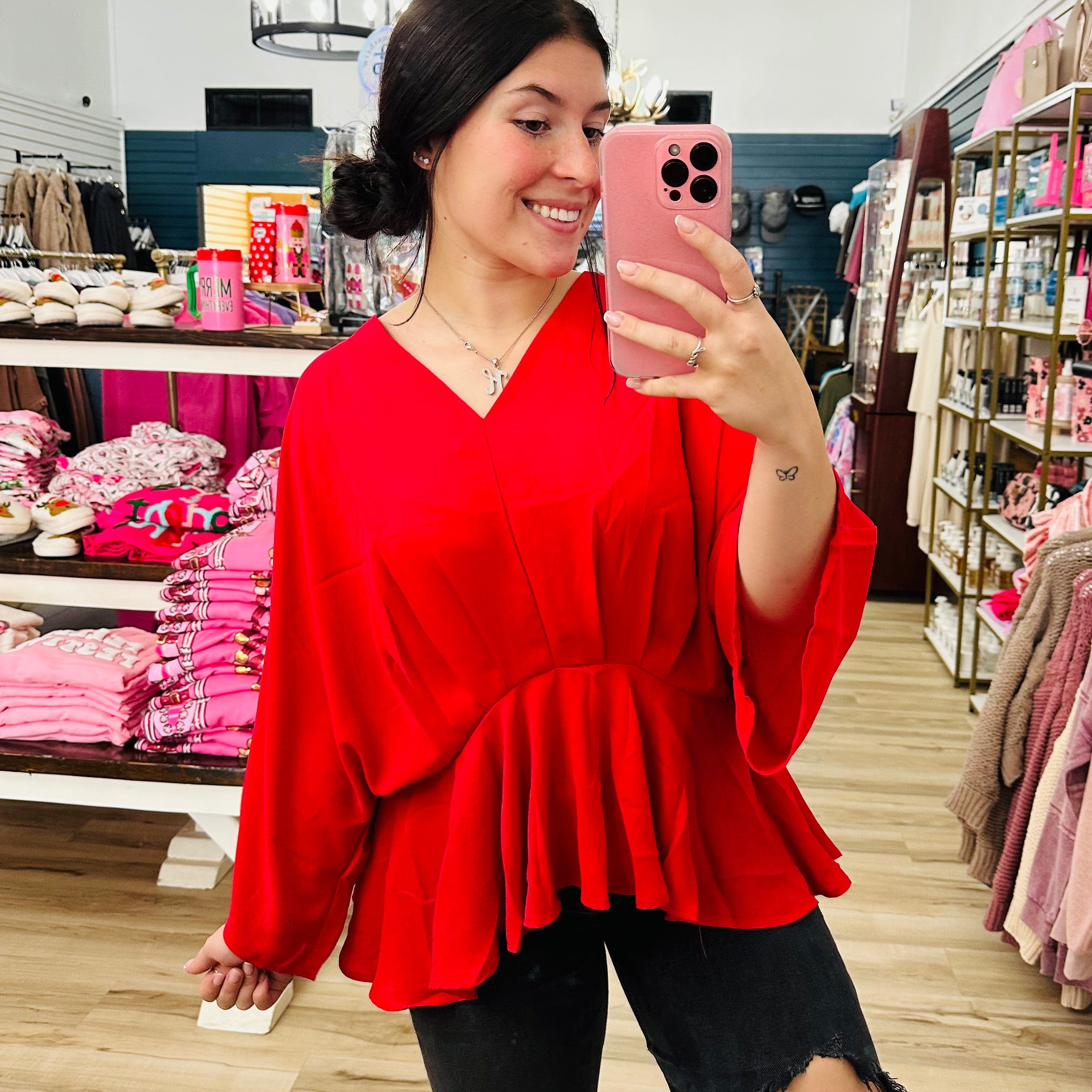 Envy Stylz Boutique Flowy Red Top Medium