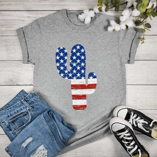 Envy Stylz Boutique Women - Apparel - Shirts - T-Shirts American Flag Cactus Graphic Tee