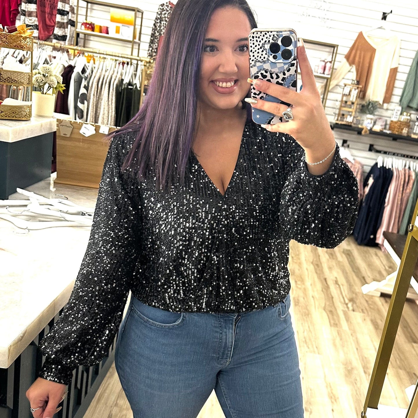 Envy Stylz Boutique Women - Apparel - Shirts - T-Shirts Black Sequin Bodysuit