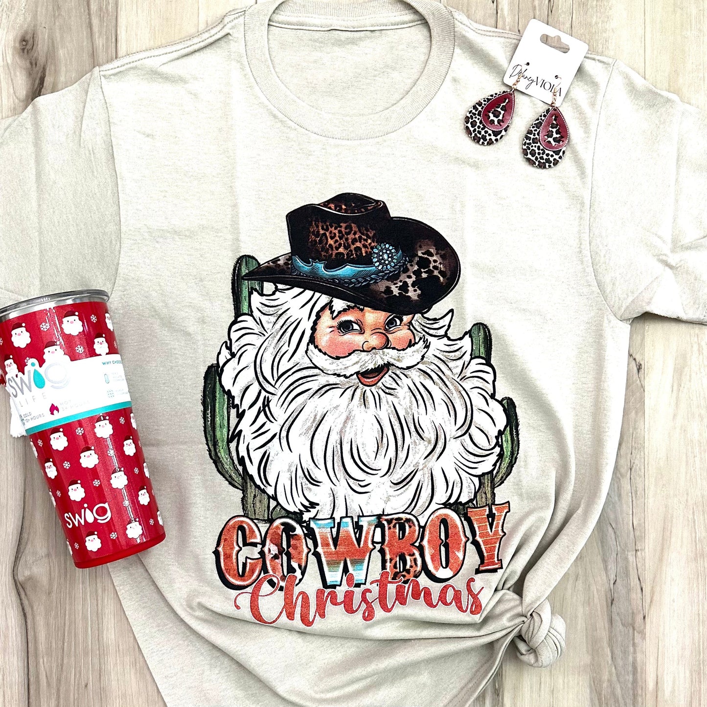 Envy Stylz Boutique Women - Apparel - Shirts - T-Shirts Cowboy Christmas Santa Graphic Tee