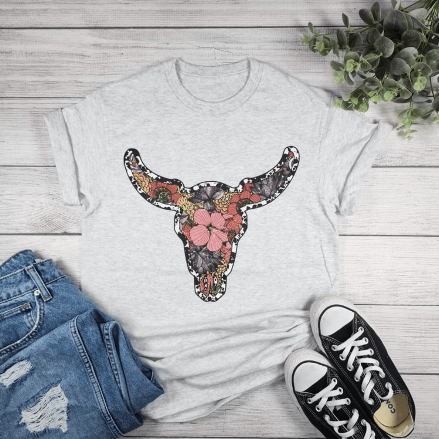 Cow skull online t shirt