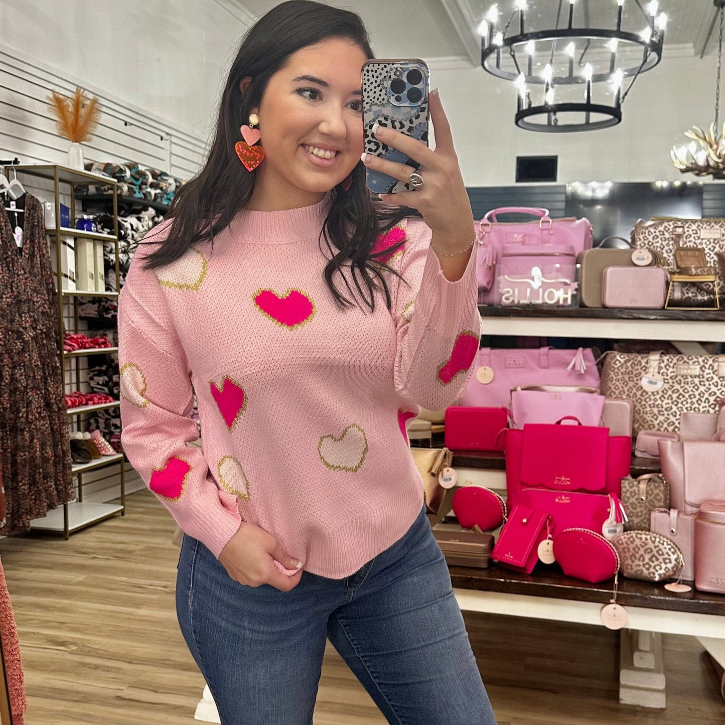 Envy Stylz Boutique Women - Apparel - Shirts - T-Shirts Love Is In The Air Pink Heart Sweater
