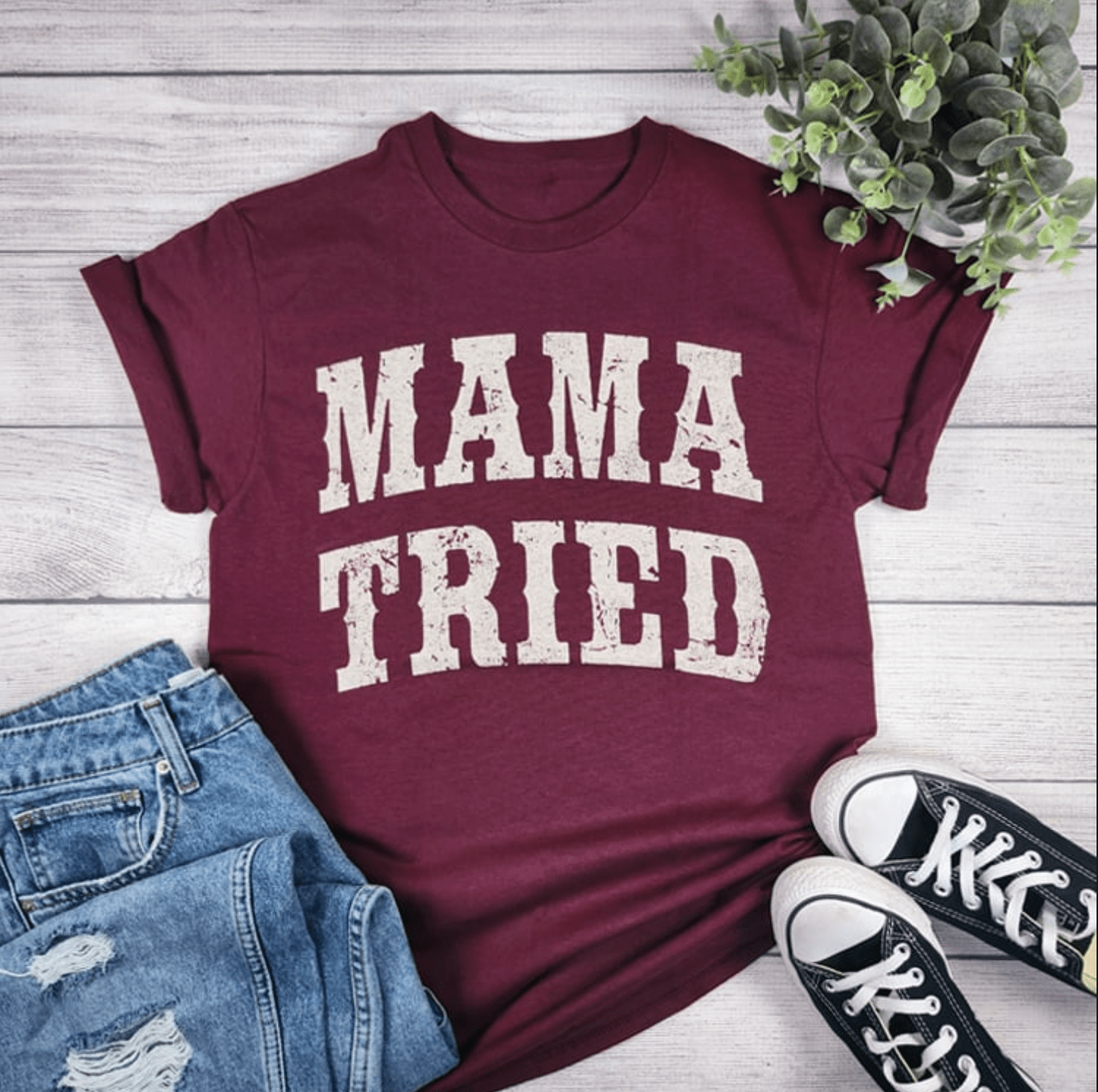 Maroon Mama Tried Graphic Tshirt Envy Stylz Boutique