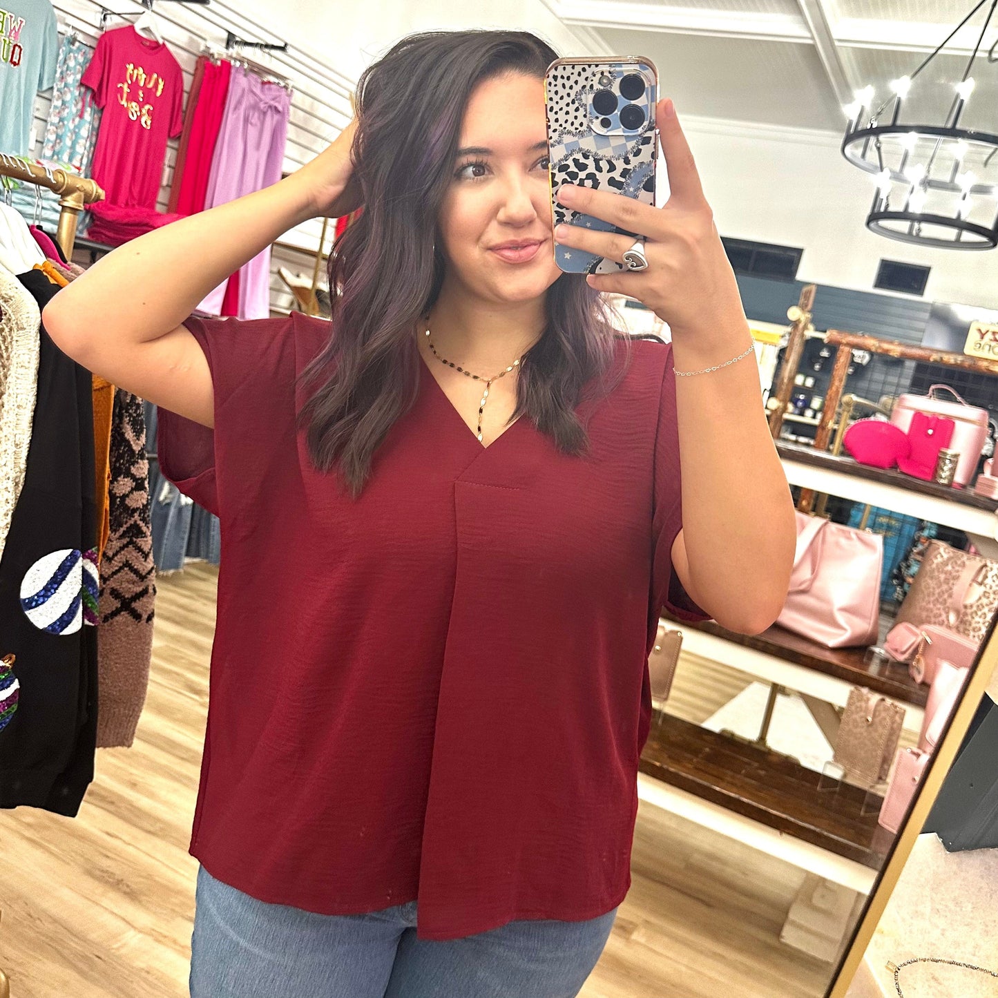 Envy Stylz Boutique Women - Apparel - Shirts - T-Shirts Maroon Sheer Top