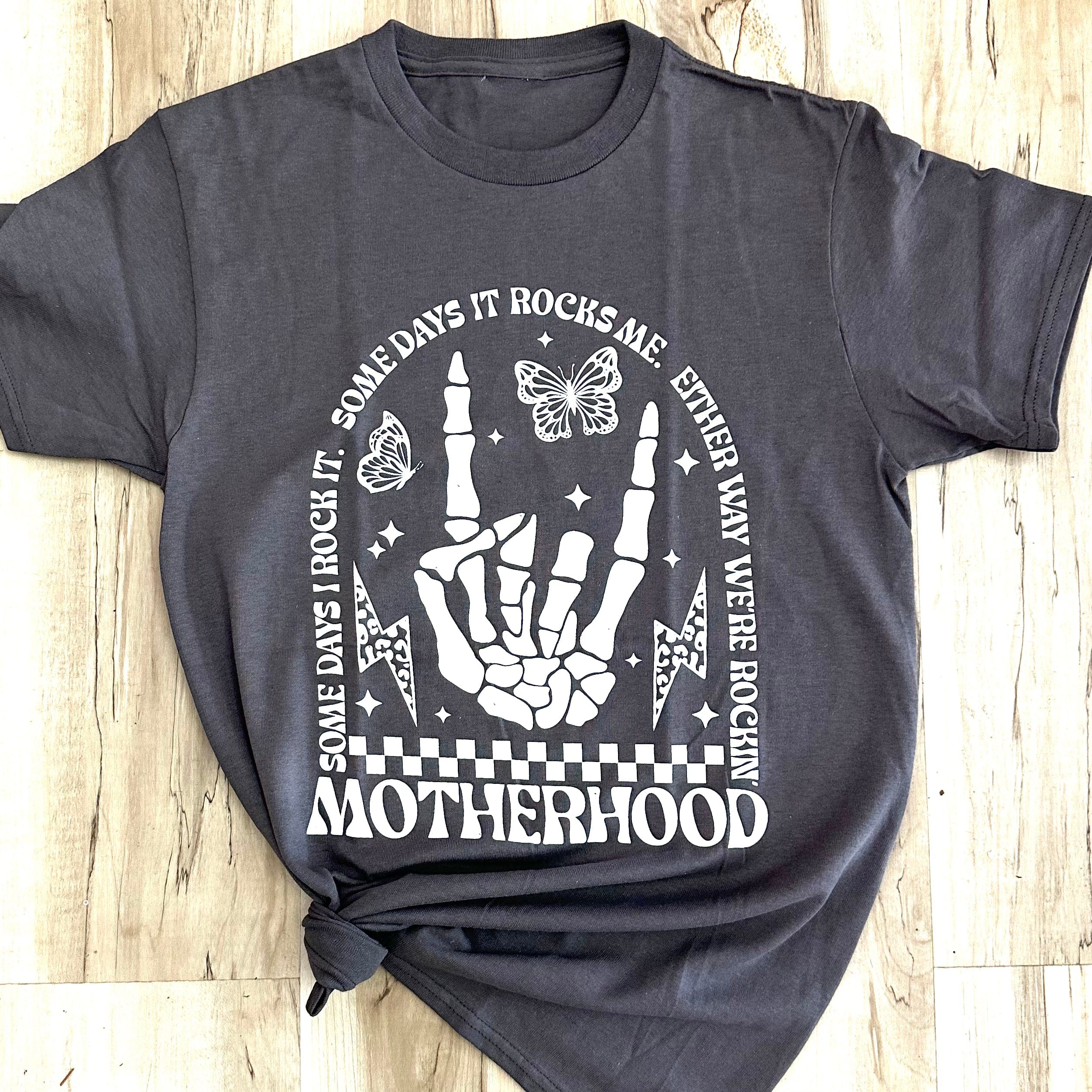 Funny Mama T-Shirt - "Some Days I Rock It" Oversized Motherhood Tee, Short Sleeve Graphic Top For Moms
