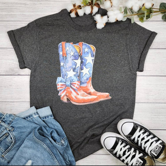 Envy Stylz Boutique Women - Apparel - Shirts - T-Shirts Patriotic Boots Graphic Tee