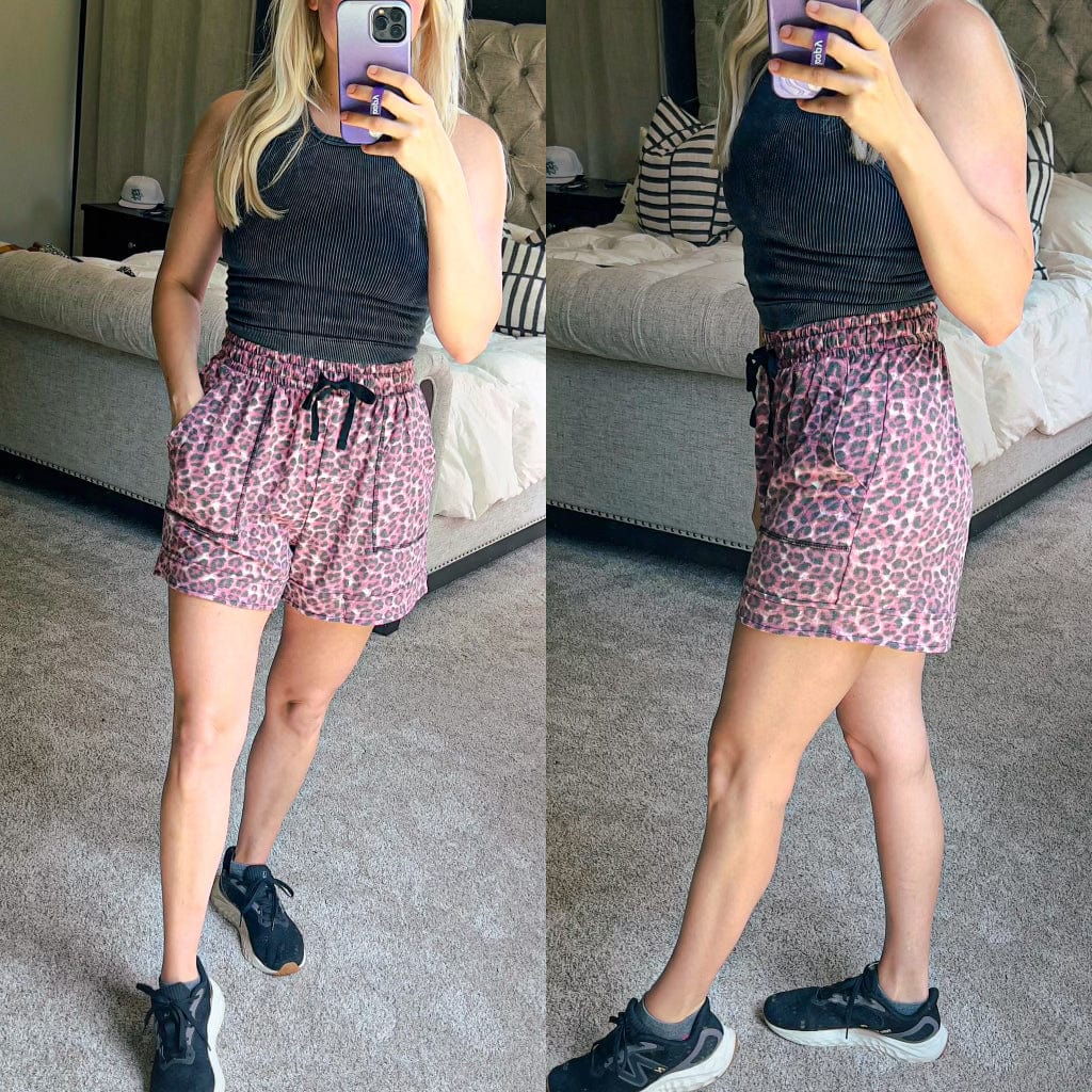 Envy Stylz Boutique Women - Apparel - Shirts - T-Shirts Pink Leopard Drawstring Waist Shorts
