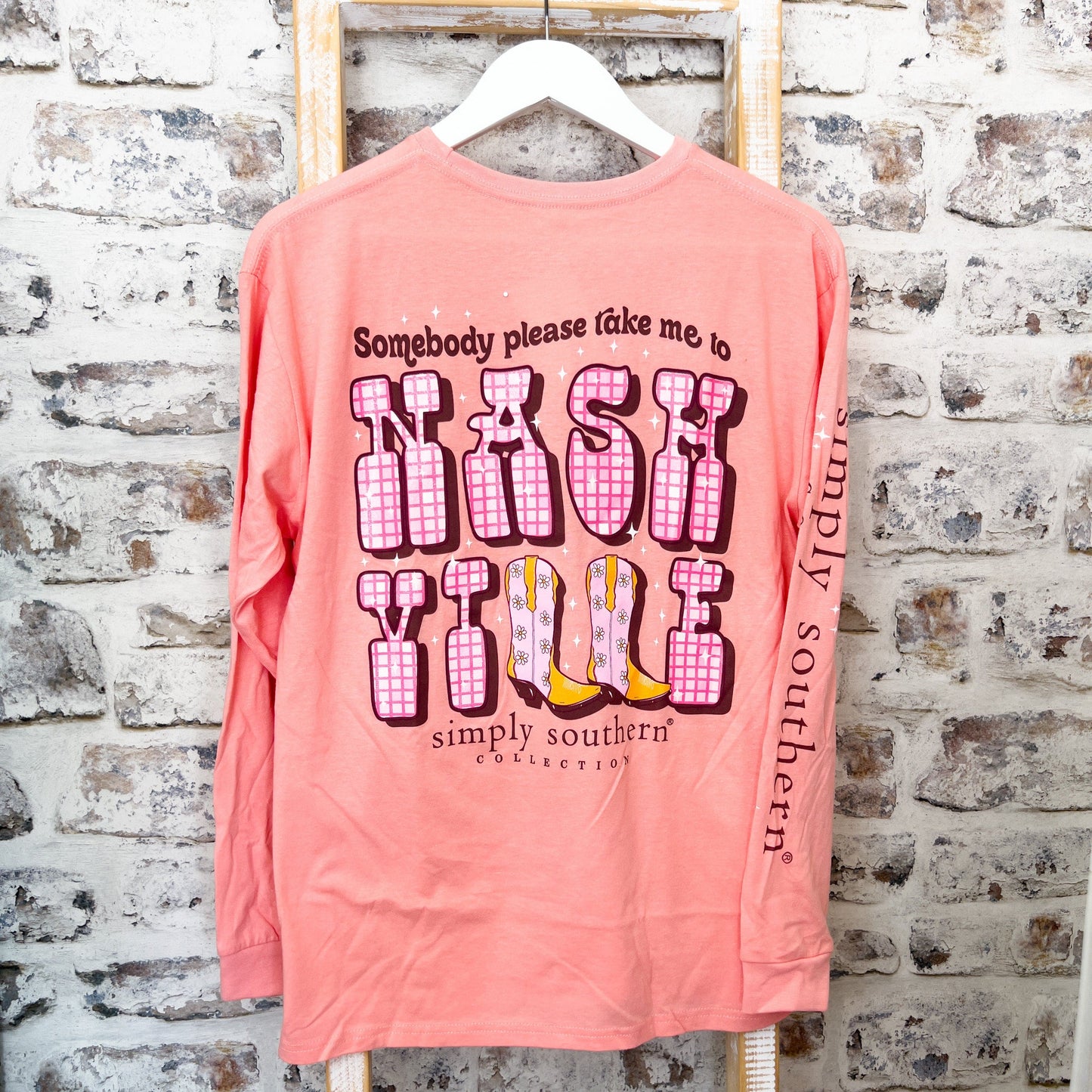 Envy Stylz Boutique Women - Apparel - Shirts - T-Shirts Please Take Me To Nashville Simply Southern Long Sleeve Soft Graphic Tee