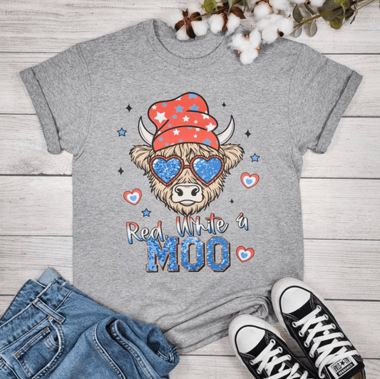 Envy Stylz Boutique Women - Apparel - Shirts - T-Shirts Red, White and Moo Graphic T-shirt