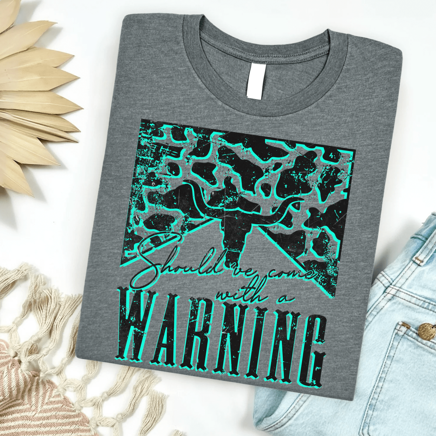 Envy Stylz Boutique Women - Apparel - Shirts - T-Shirts Should've Come With A Warning Cowskull Graphic Tee