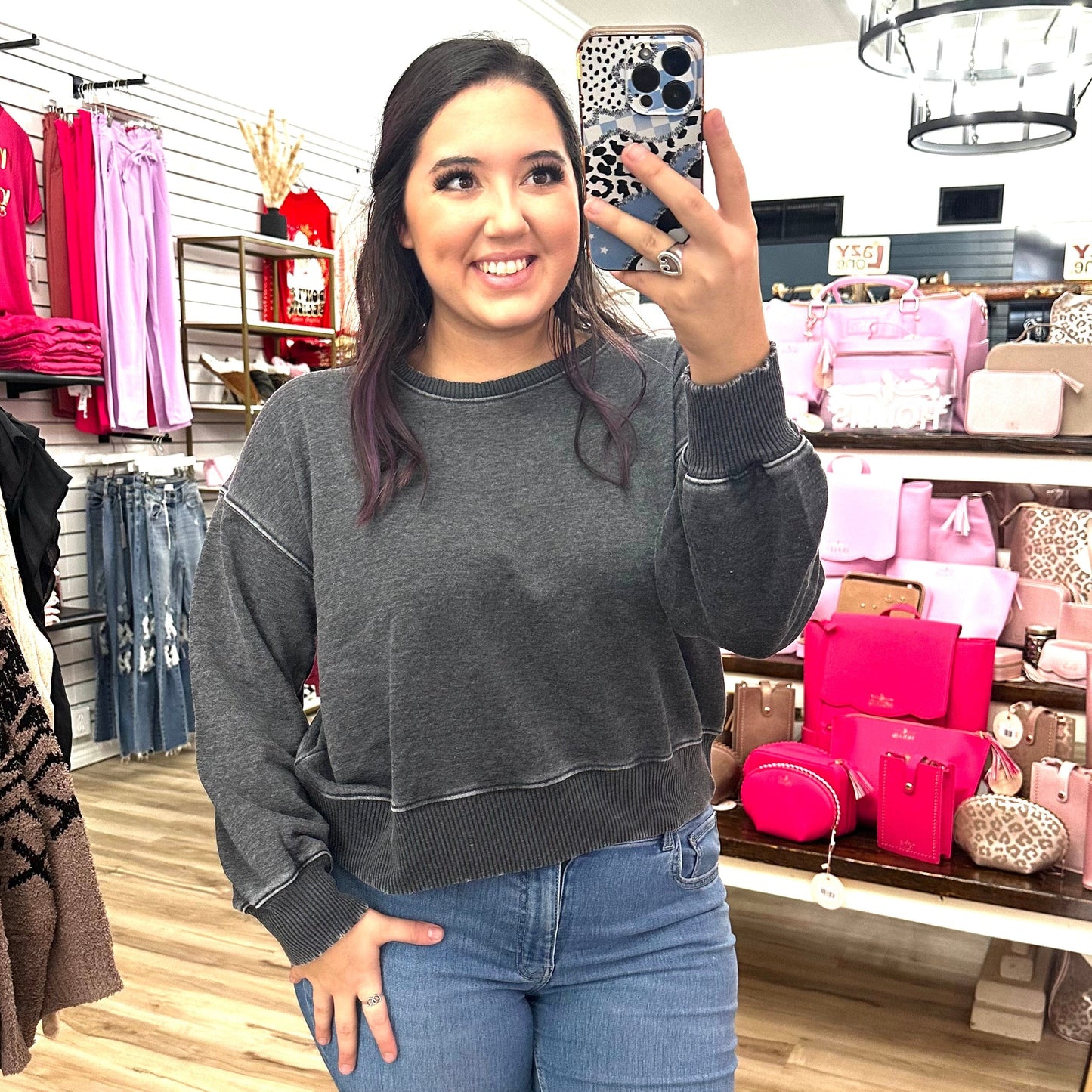 Envy Stylz Boutique Women - Apparel - Shirts - T-Shirts Smokey Cropped Sweater