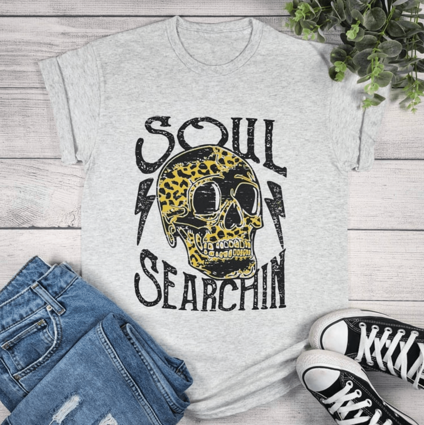 Soul Searchin Leopard Skull Graphic Tee