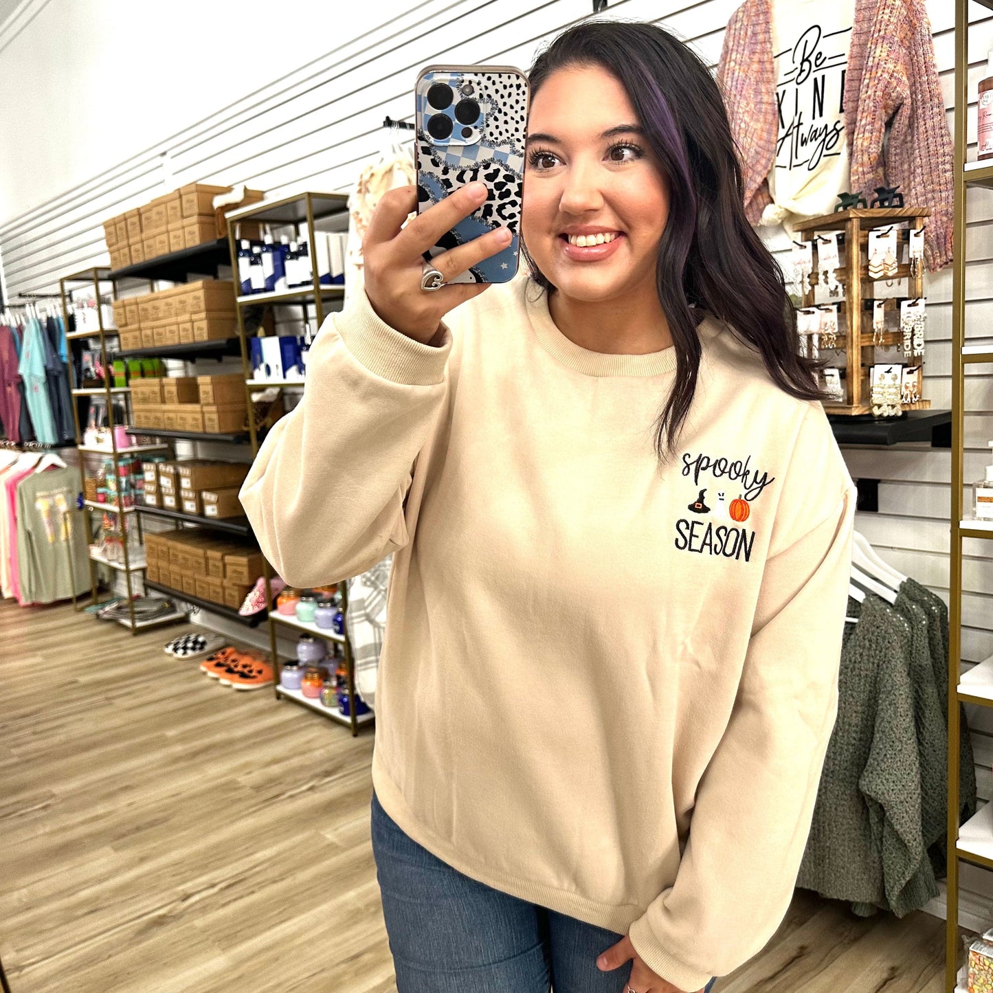 Envy Stylz Boutique Women - Apparel - Shirts - T-Shirts Spooky Season Embroidered Sweatshirt