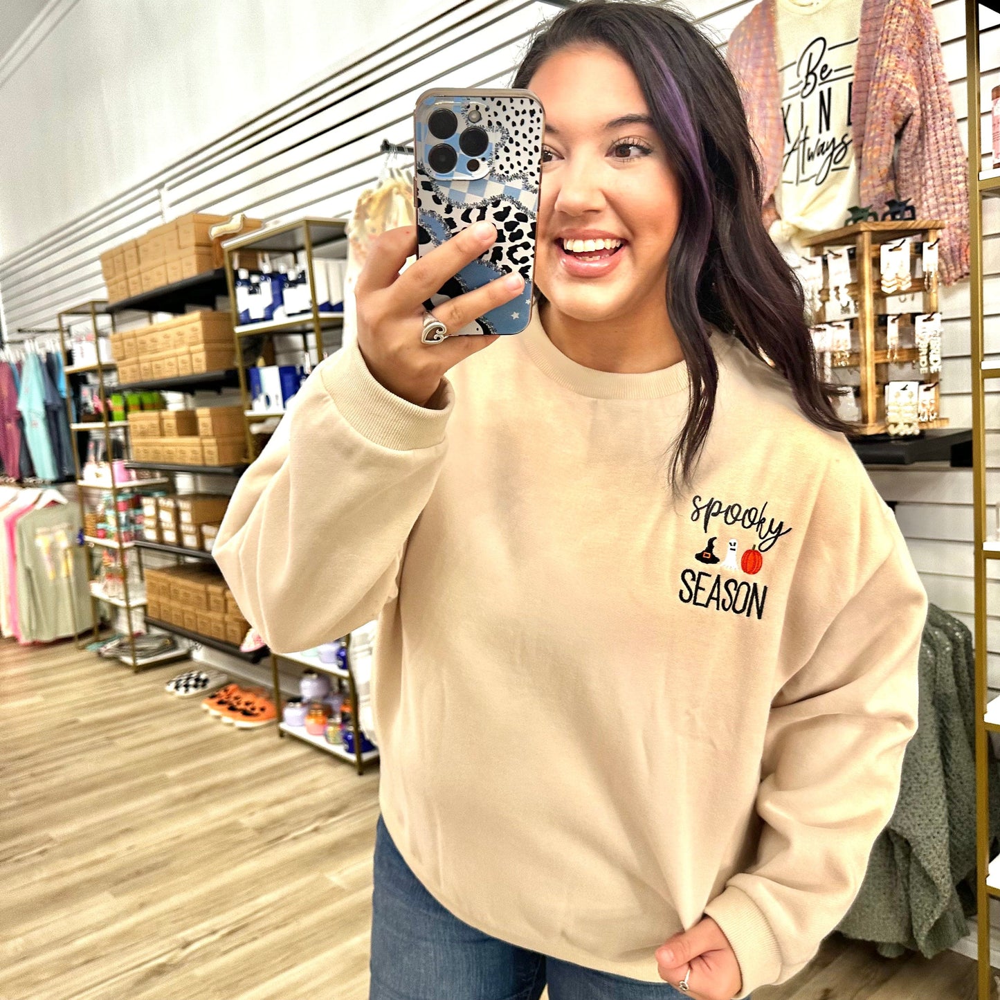 Envy Stylz Boutique Women - Apparel - Shirts - T-Shirts Spooky Season Embroidered Sweatshirt