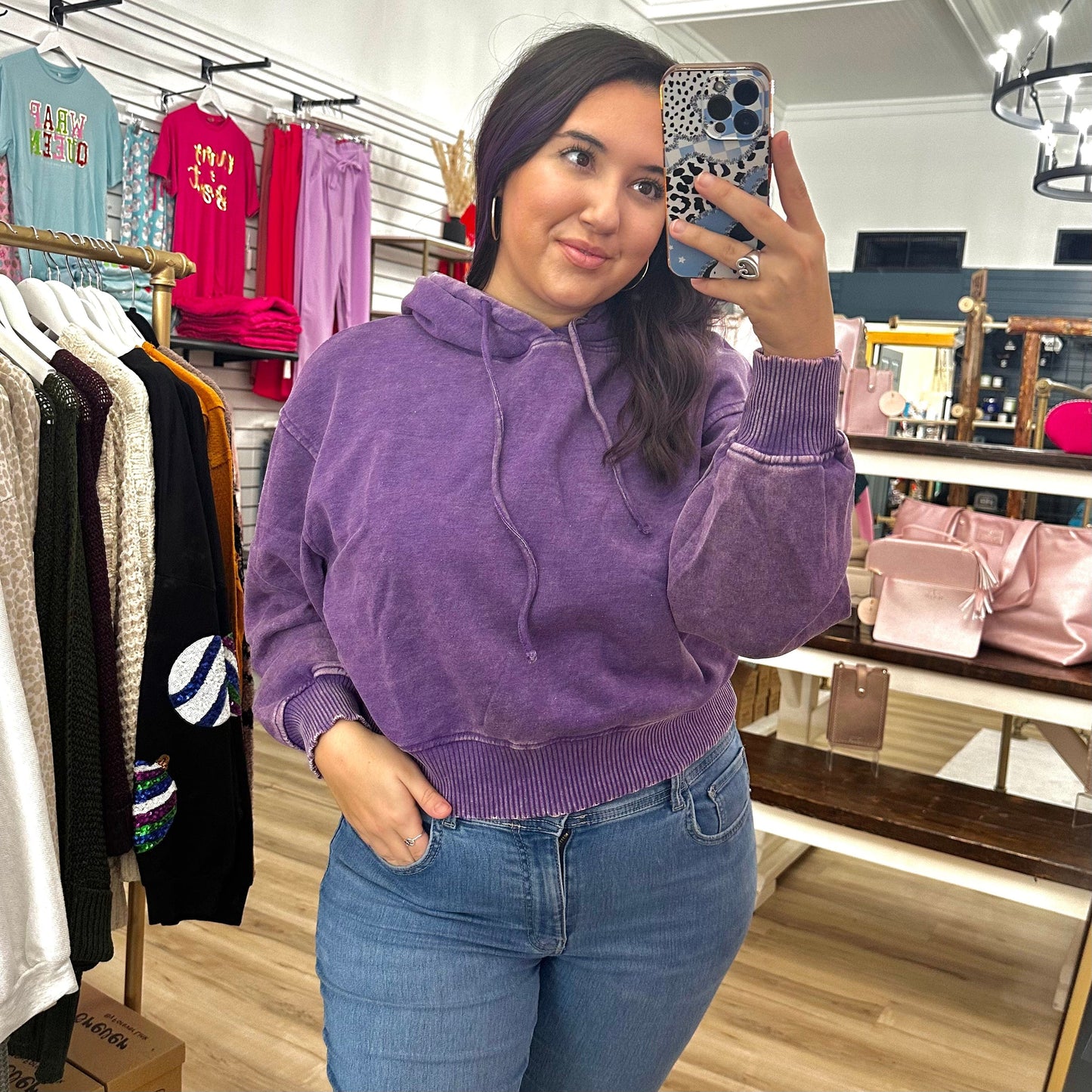 Envy Stylz Boutique Women - Apparel - Shirts - T-Shirts Violet Cropped Hoodie