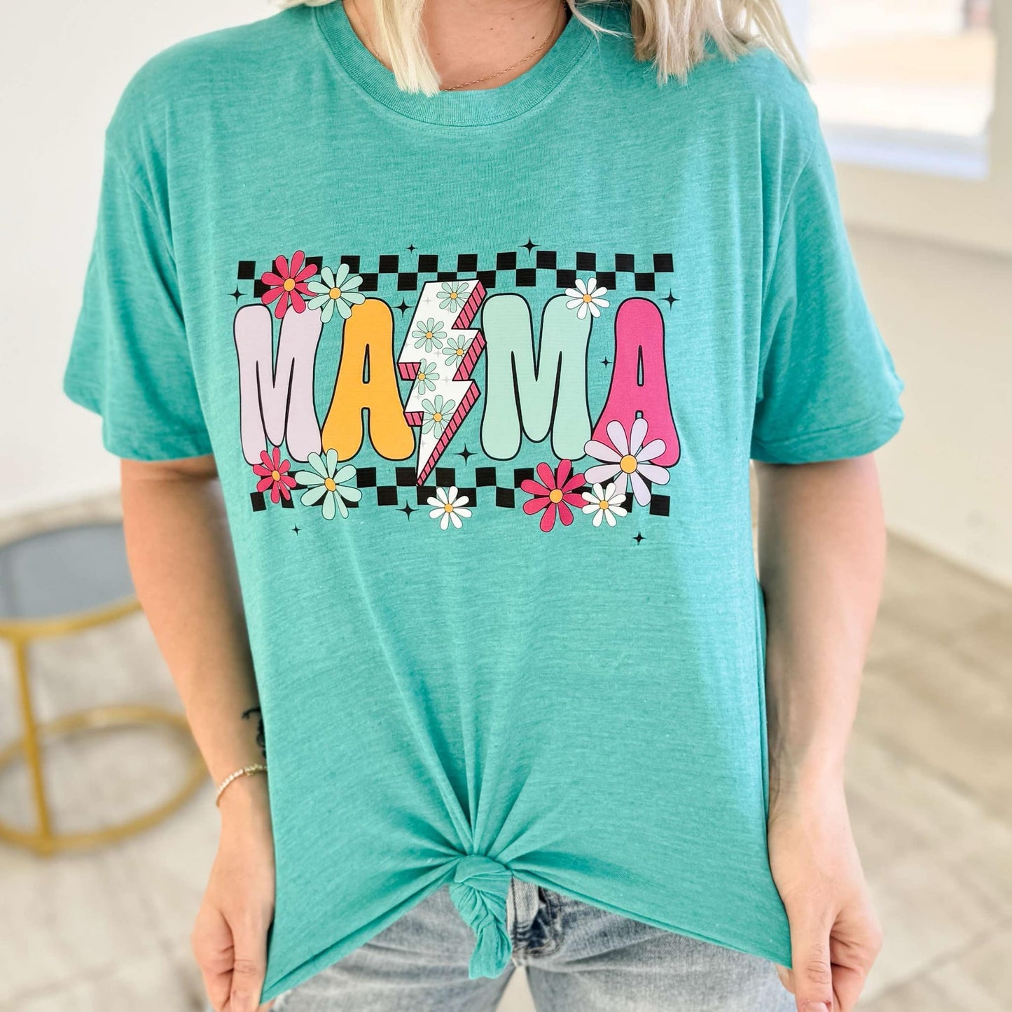 Envy Stylz Wholesale Women - Apparel - Shirts - T-Shirts Flower Power Checker Mama Graphic Tee