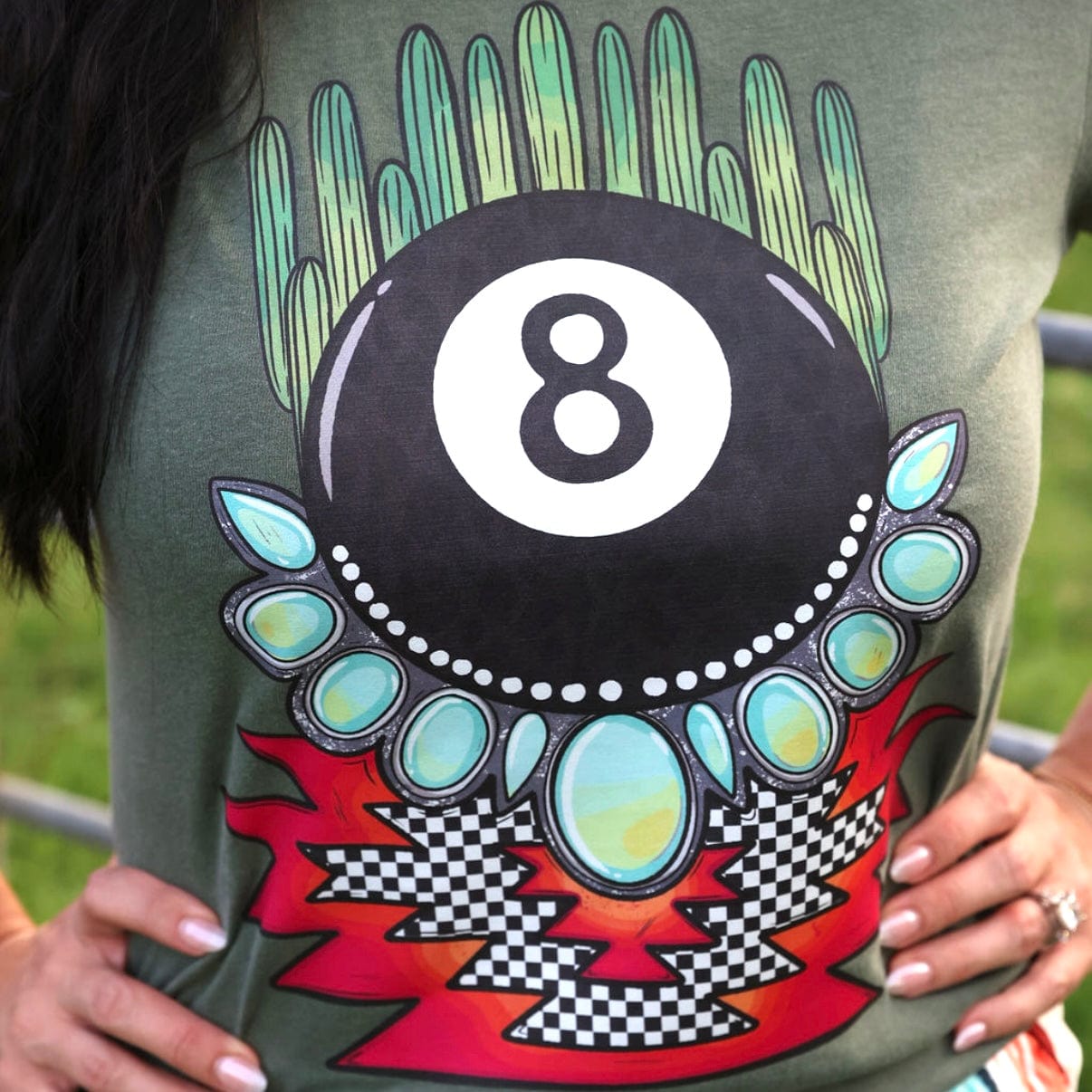 FestiviTees Women - Apparel - Shirts - T-Shirts 8 Ball Cactus Graphic Tee