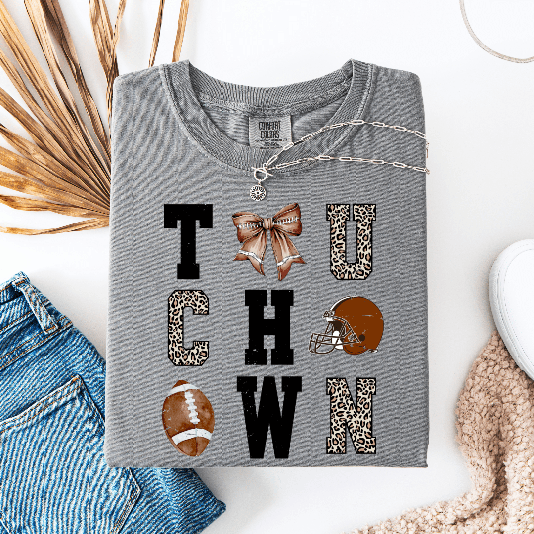 FestiviTees Women - Apparel - Shirts - T-Shirts Block Leopard Touchdown Graphic Tee
