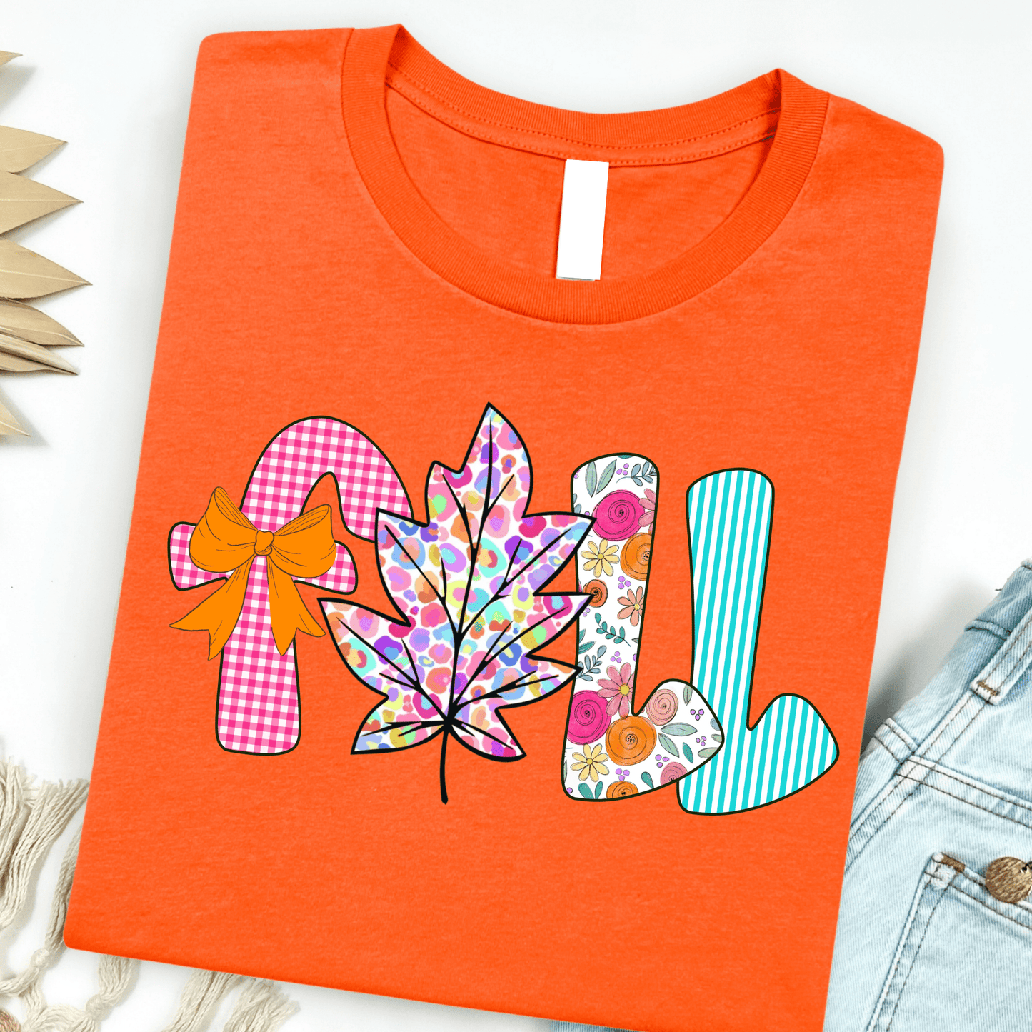 FestiviTees Women - Apparel - Shirts - T-Shirts Colorful Fall Leaf Graphic Tee