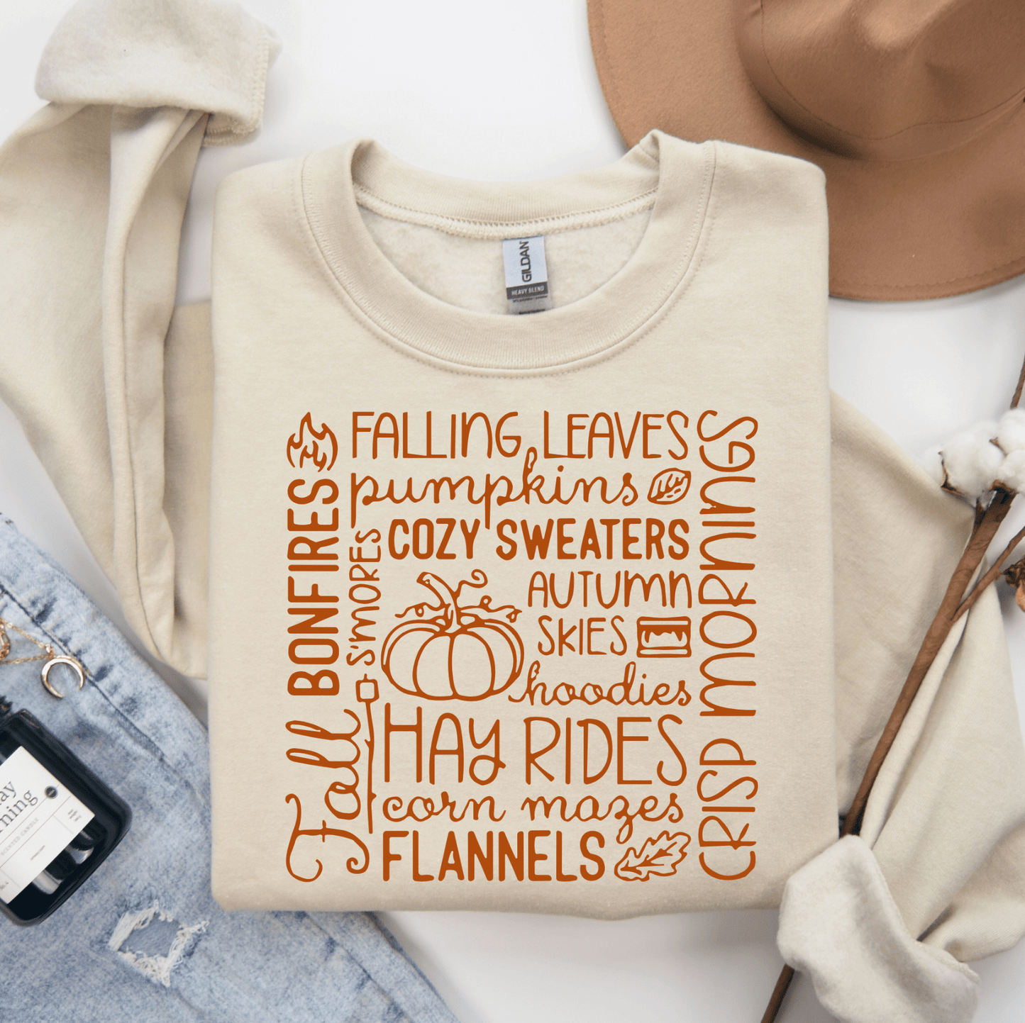 FestiviTees Women - Apparel - Shirts - T-Shirts Fall Words Collage Graphic Crewneck