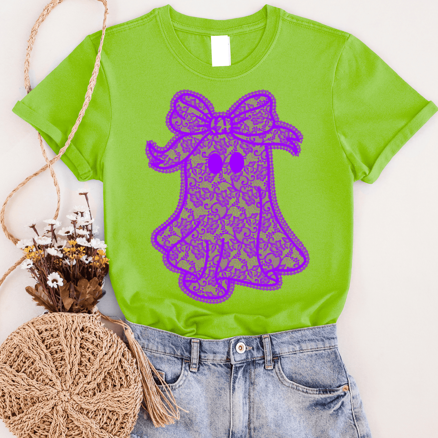 FestiviTees Women - Apparel - Shirts - T-Shirts Lace Ghost Graphic Tee