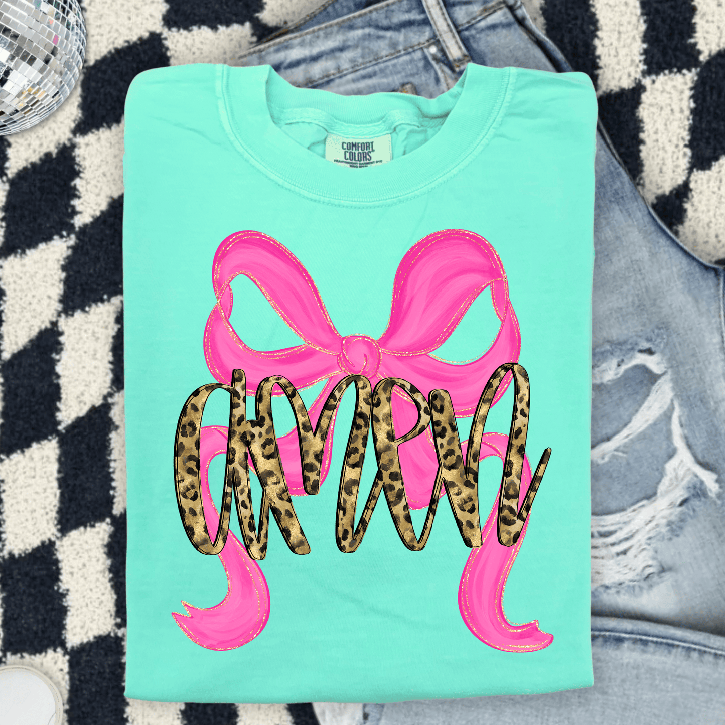 FestiviTees Women - Apparel - Shirts - T-Shirts Leopard Amen With Bow Graphic Tee