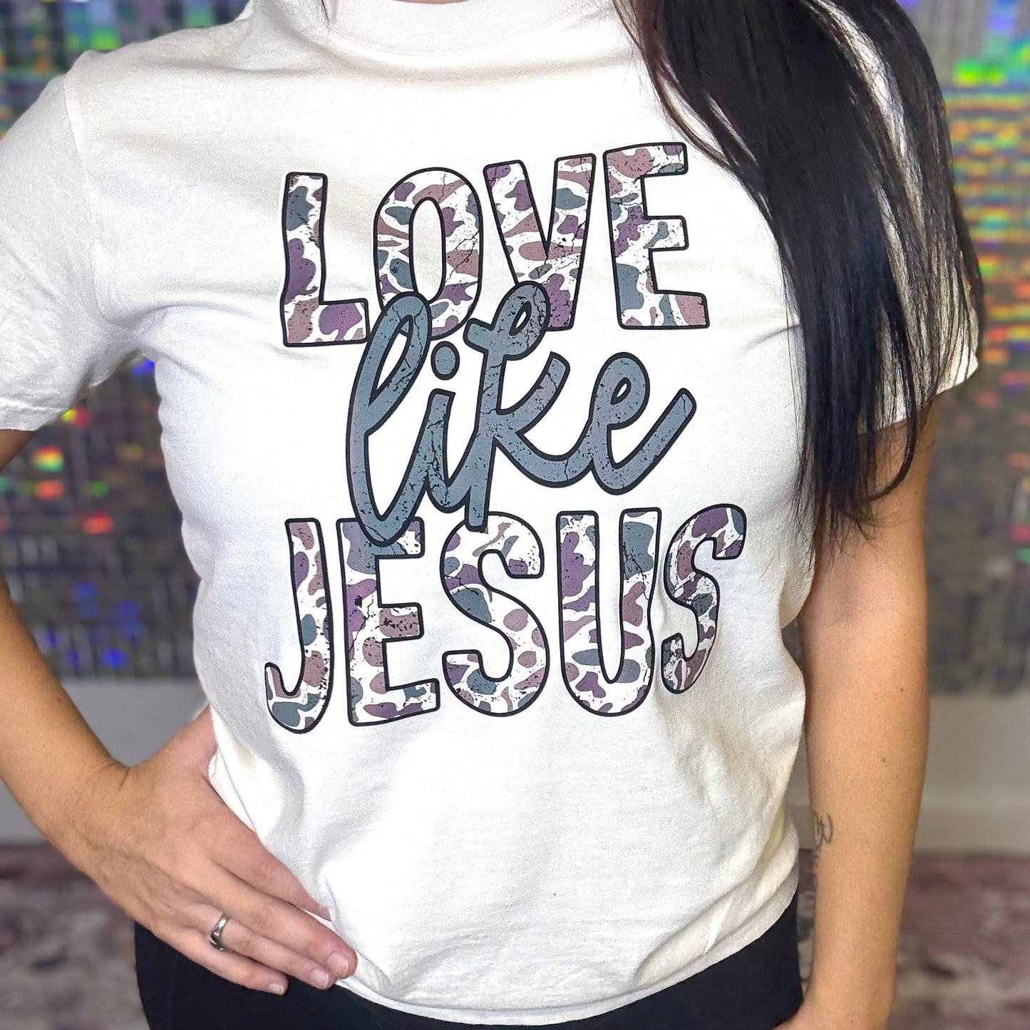 FestiviTees Women - Apparel - Shirts - T-Shirts Love Like Jesus Camo Graphic Tee