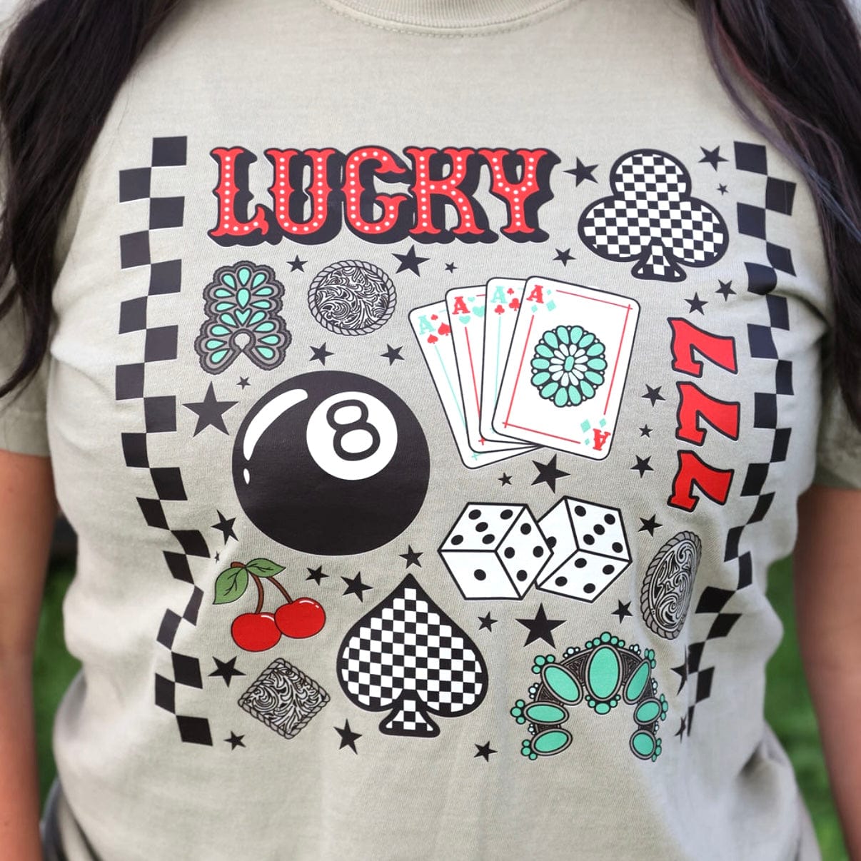 FestiviTees Women - Apparel - Shirts - T-Shirts Lucky 7 Collage Graphic Tee