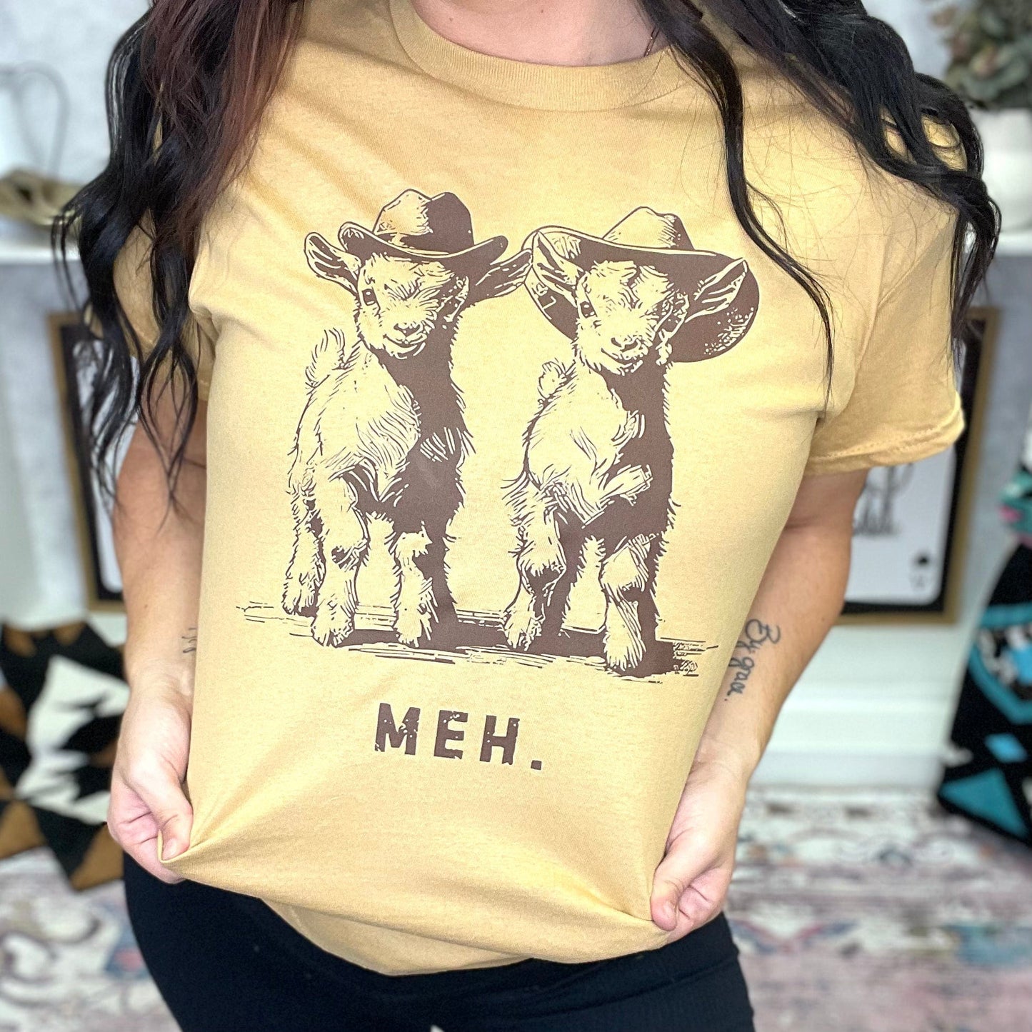 FestiviTees Women - Apparel - Shirts - T-Shirts Meh. Cowboy Goats Graphic Tee