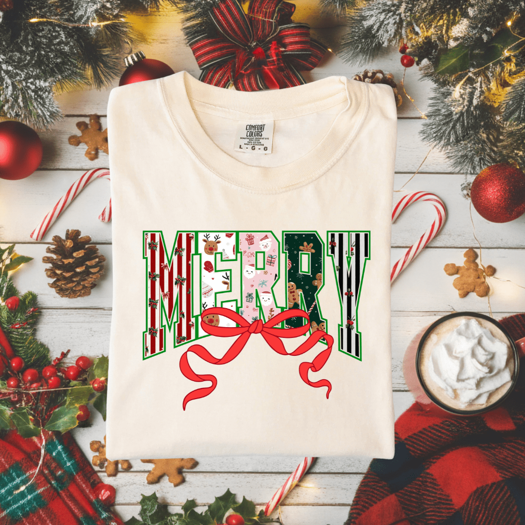 FestiviTees Women - Apparel - Shirts - T-Shirts Merry Bow Graphic Tee