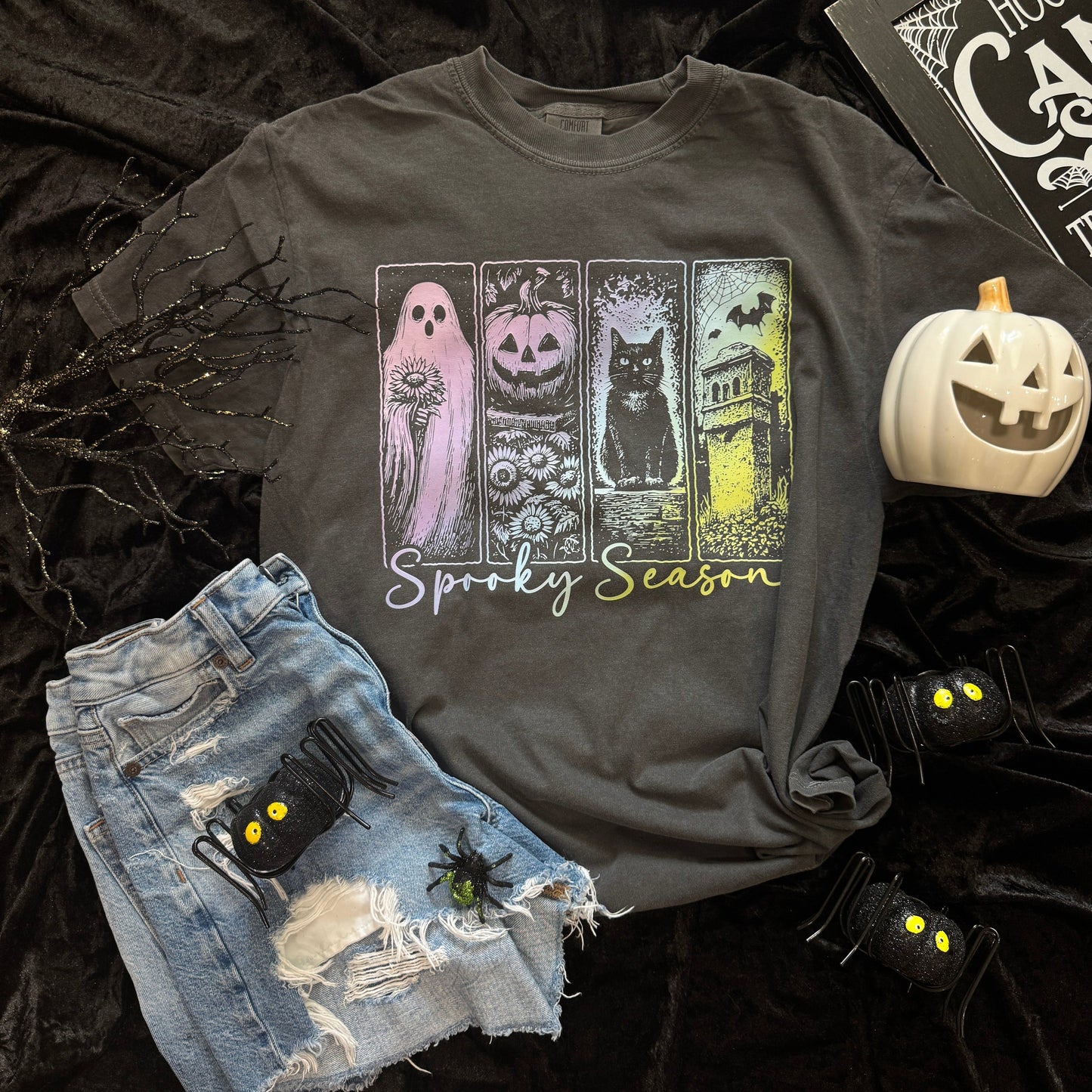 FestiviTees Women - Apparel - Shirts - T-Shirts Pastel Spooky Season Soft Graphic Tee