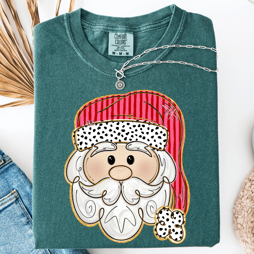 FestiviTees Women - Apparel - Shirts - T-Shirts Pink and Red Santa Graphic Tee